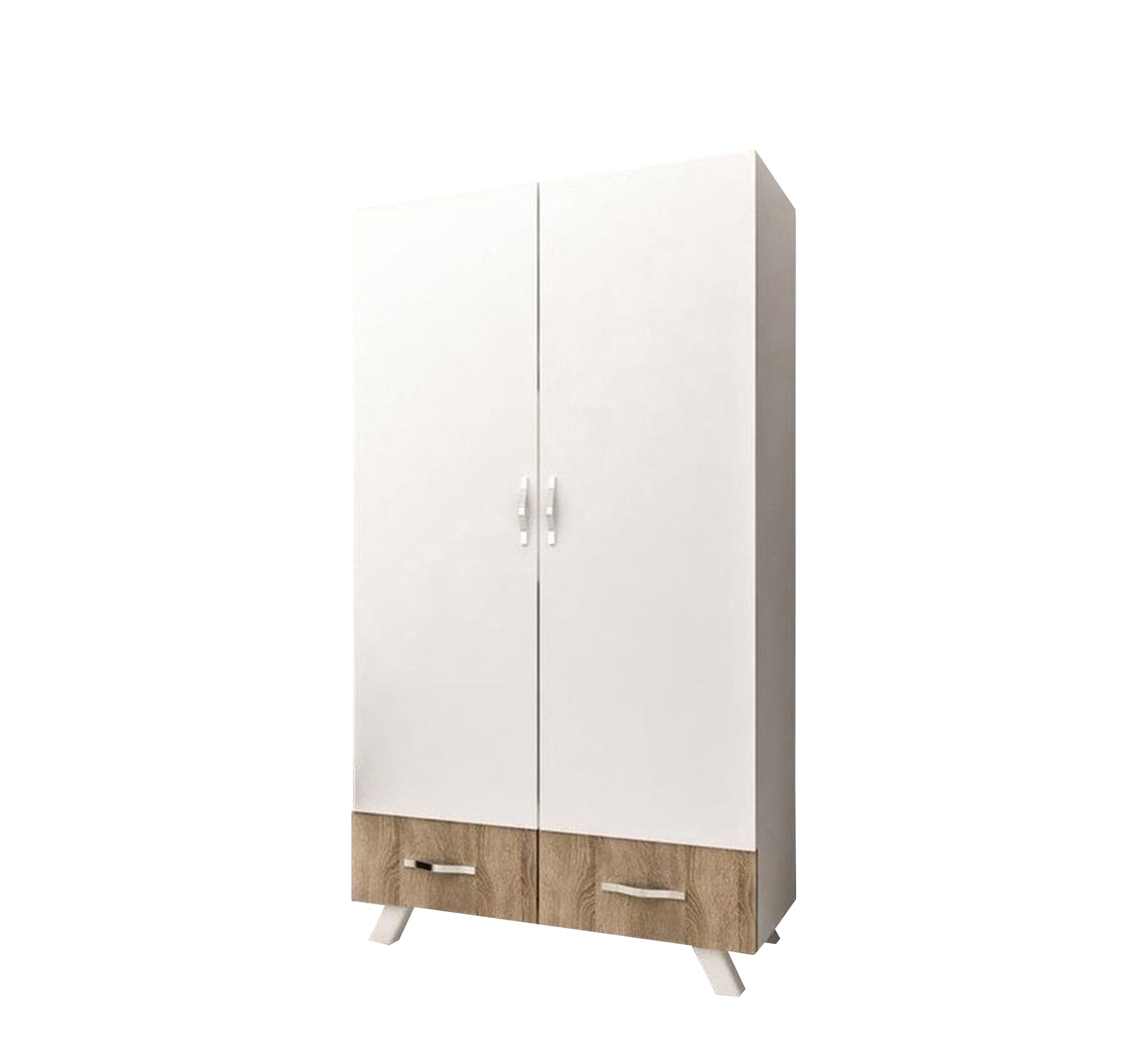 Cupboard 110 with two white doors and two wooden shelves - Vitrine Furniture - Furniture