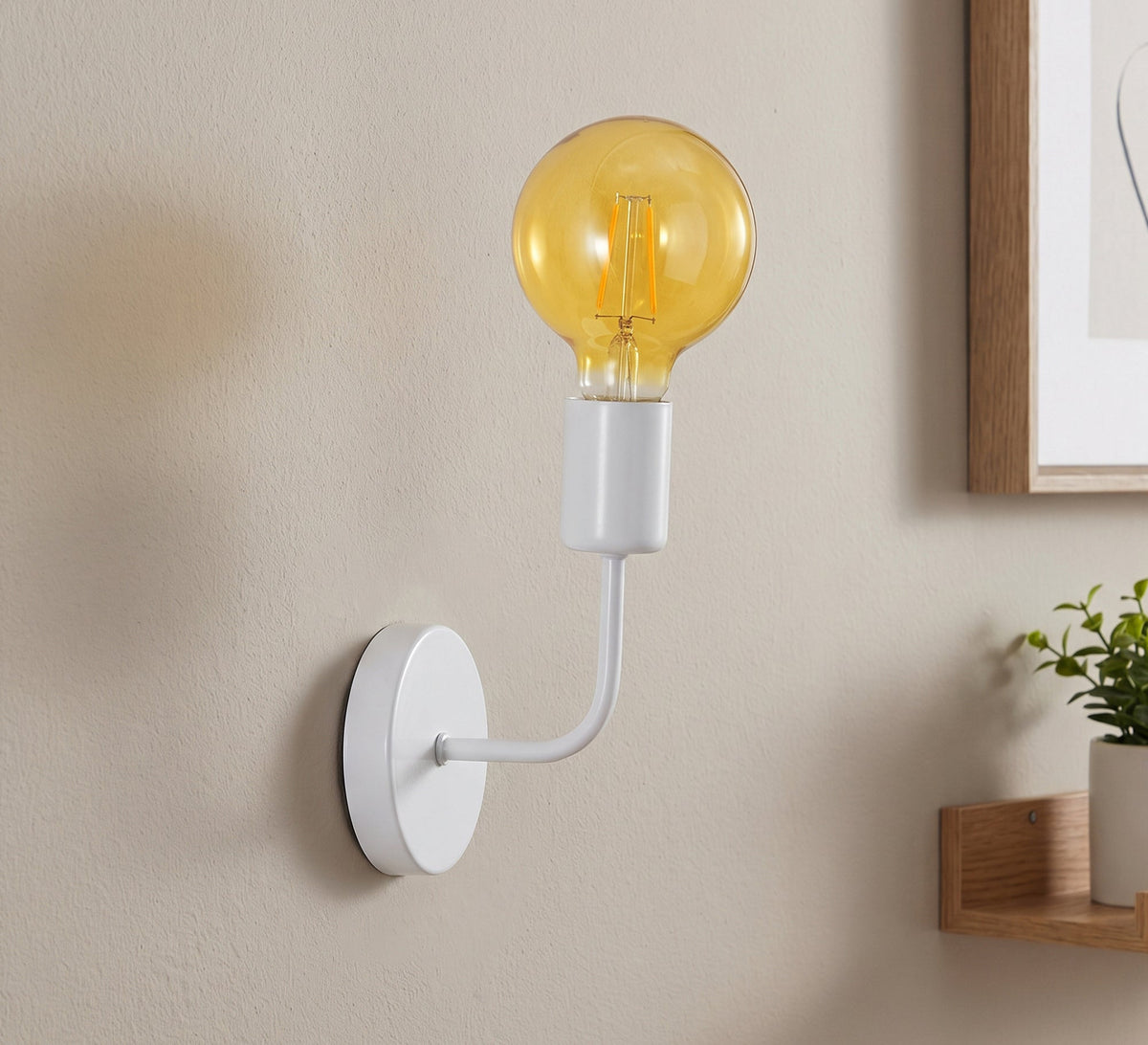 Curved Arm Exposed Globe Bulb Sconce - Vitrine Furniture - Wall Sconce