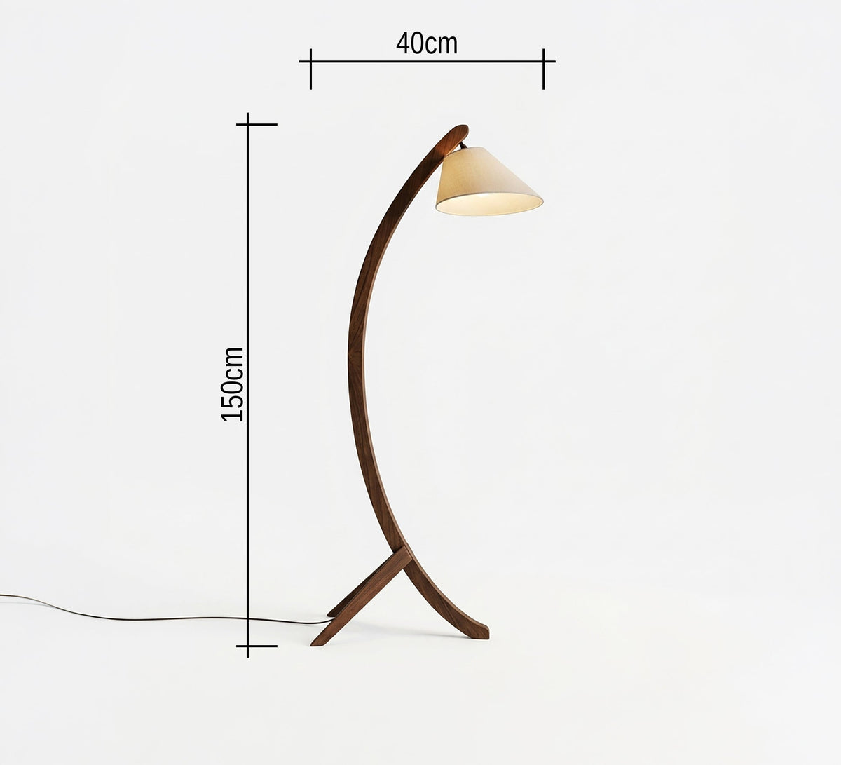 Curved Dark Wood Arc Floor Lamp - Vitrine Furniture - Floor lamps