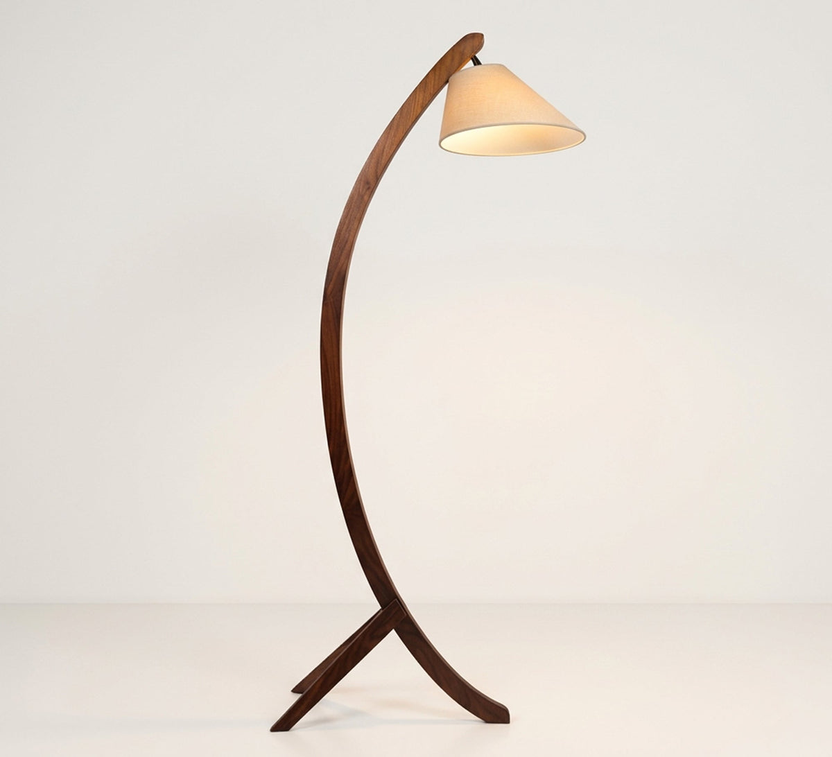 Curved Dark Wood Arc Floor Lamp - Vitrine Furniture - Floor lamps