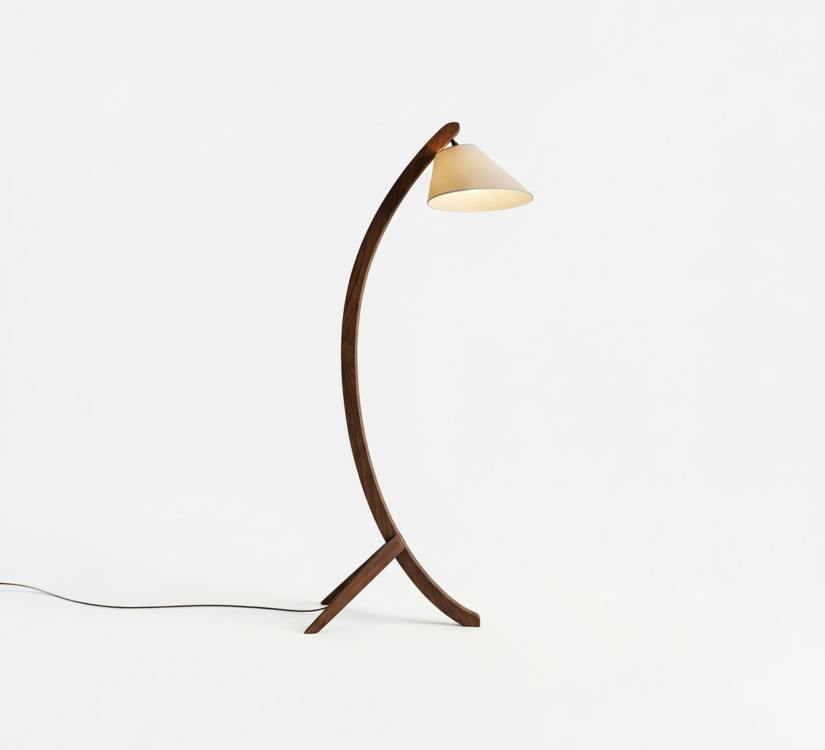 Curved Dark Wood Arc Floor Lamp - Vitrine Furniture - Floor lamps
