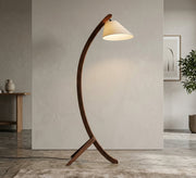 Curved Dark Wood Arc Floor Lamp - Vitrine Furniture - Floor lamps