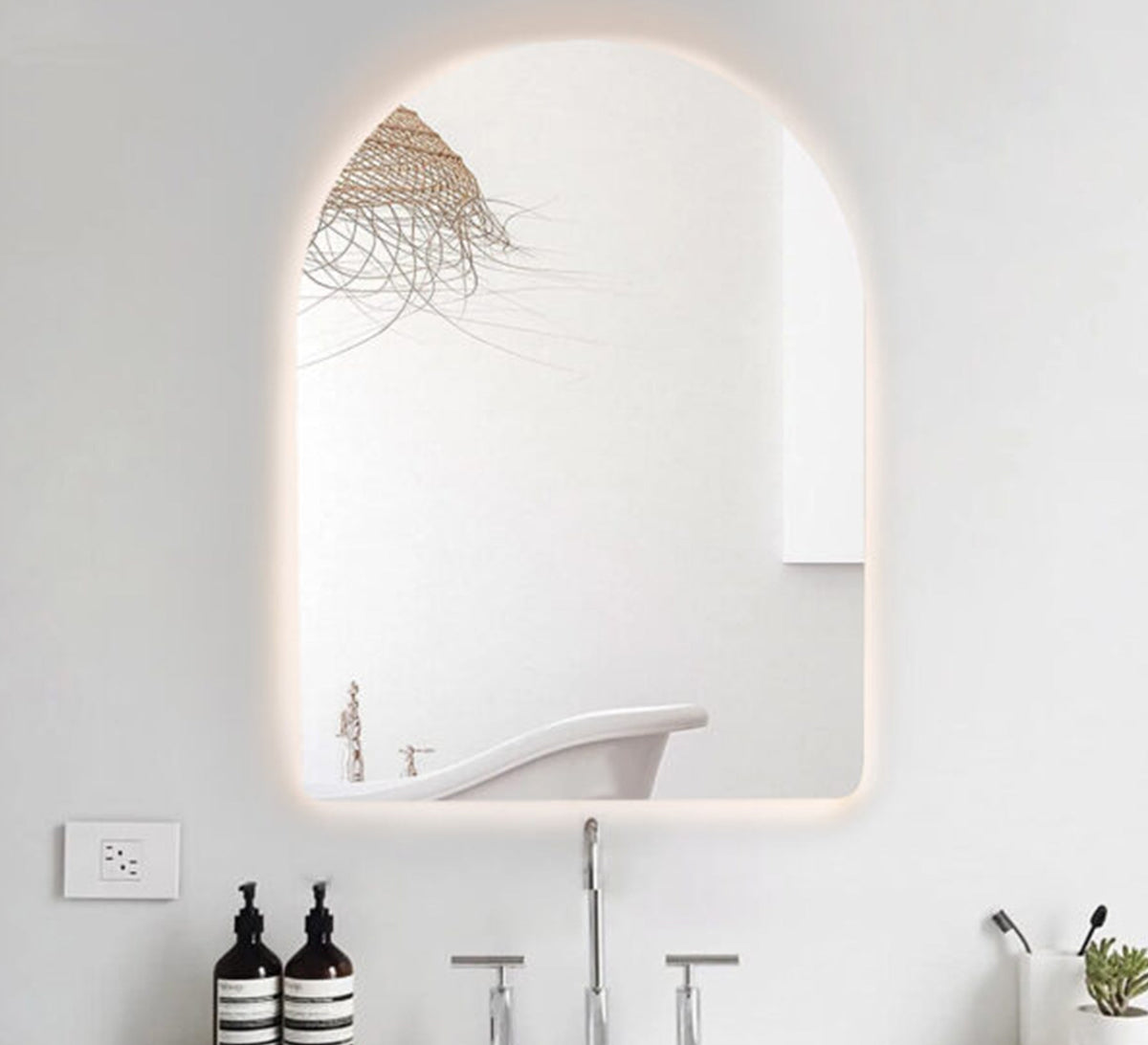 Curved Mirror with Warm Backlight - Vitrine Furniture - Mirrors