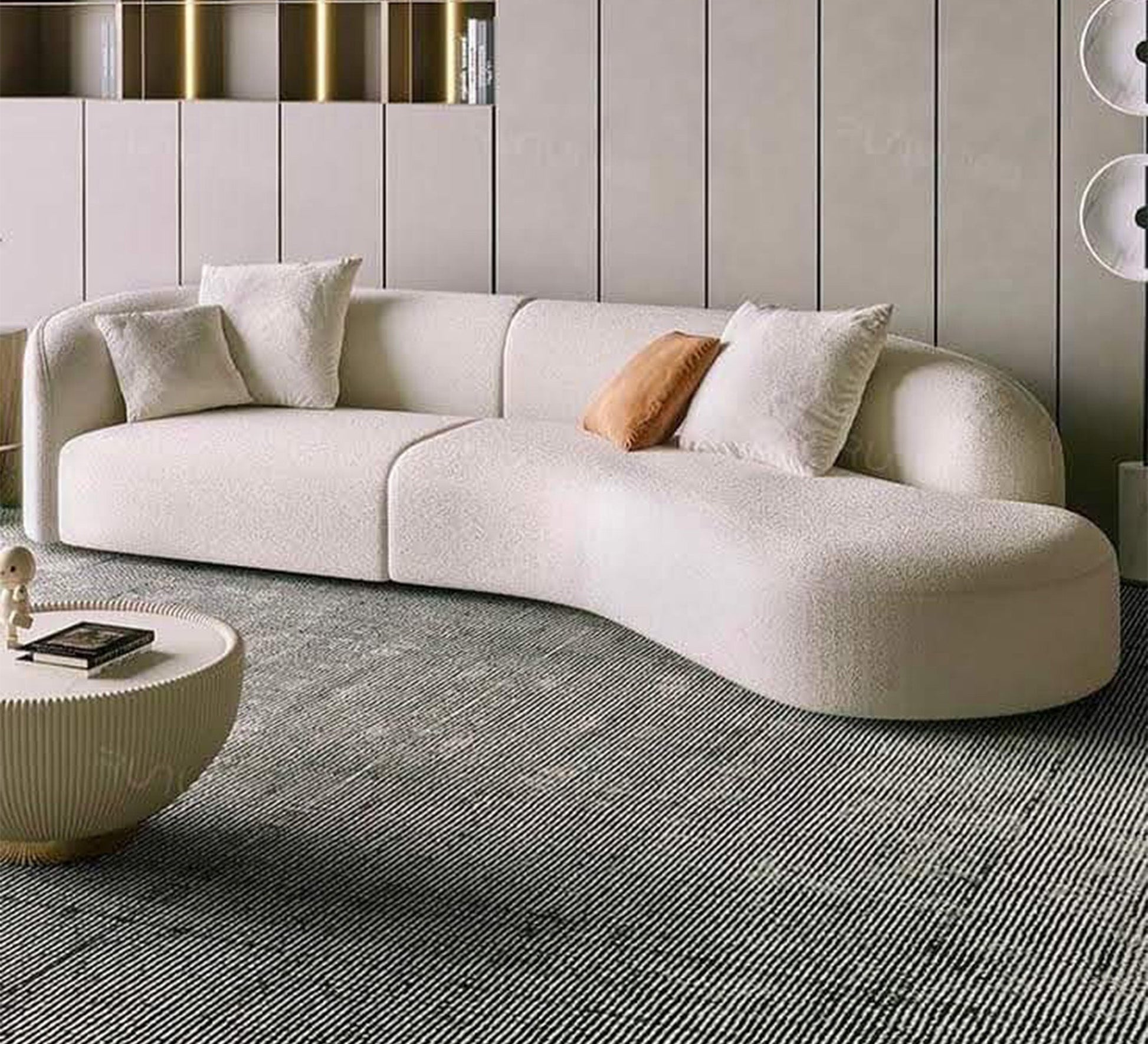 Curved Off - White Corner Shelf - Vitrine Furniture - Living room Sofas