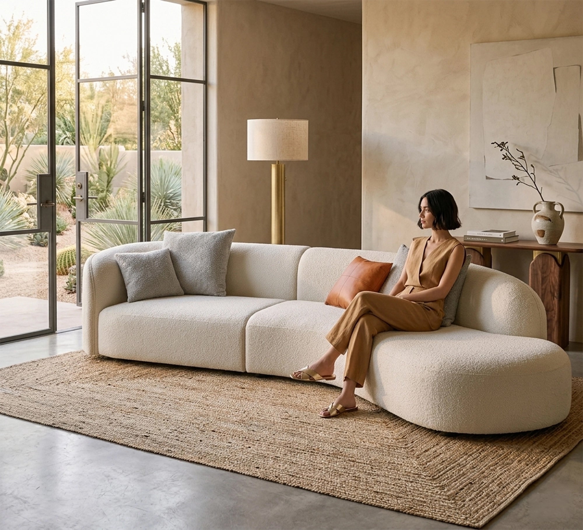 Curved Off - White Corner Shelf - Vitrine Furniture - Sofas