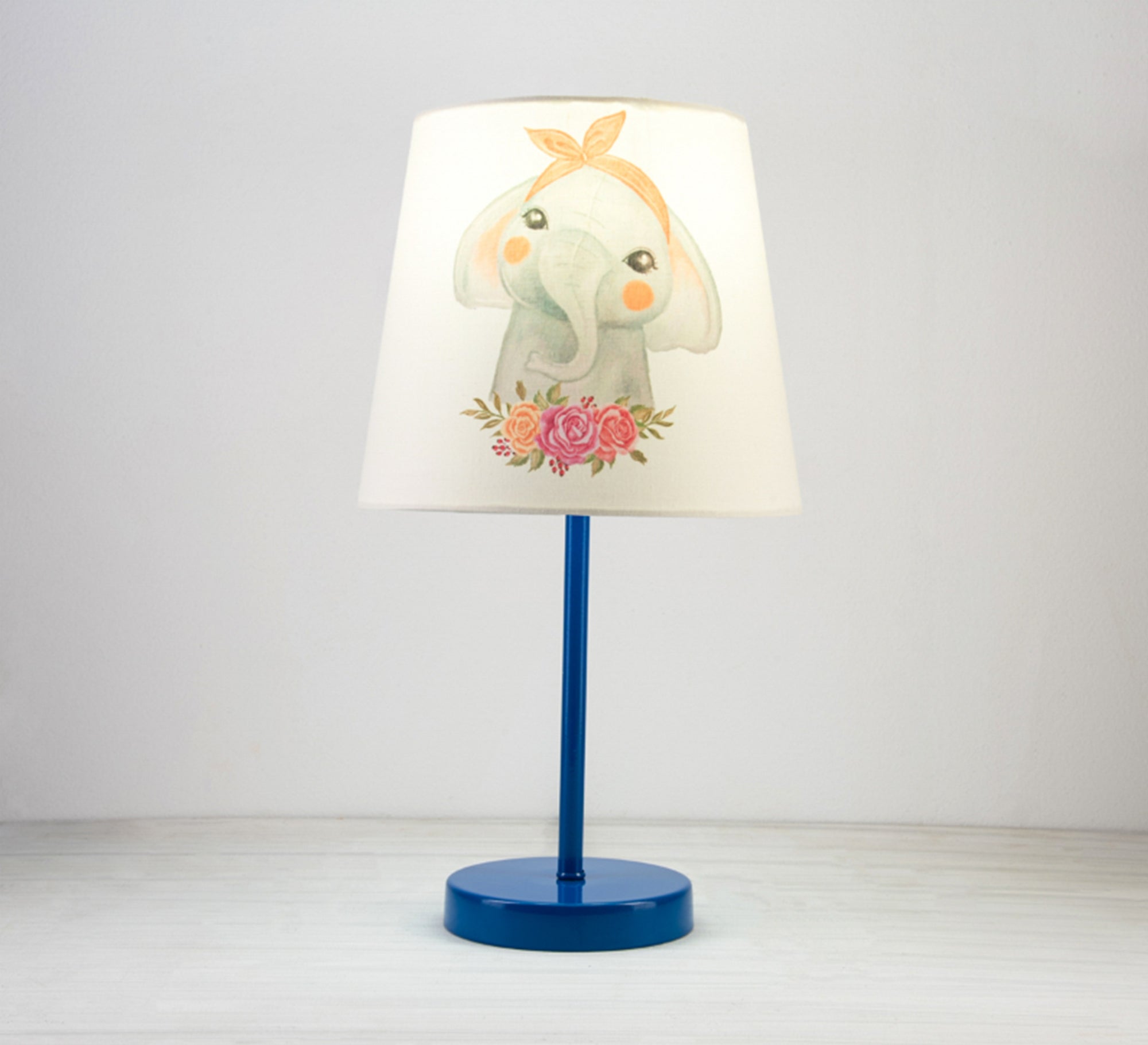 Cute Elephant Lamp, Flower Light for Your Baby's Room with Blue Base - Vitrine Furniture - Lighting