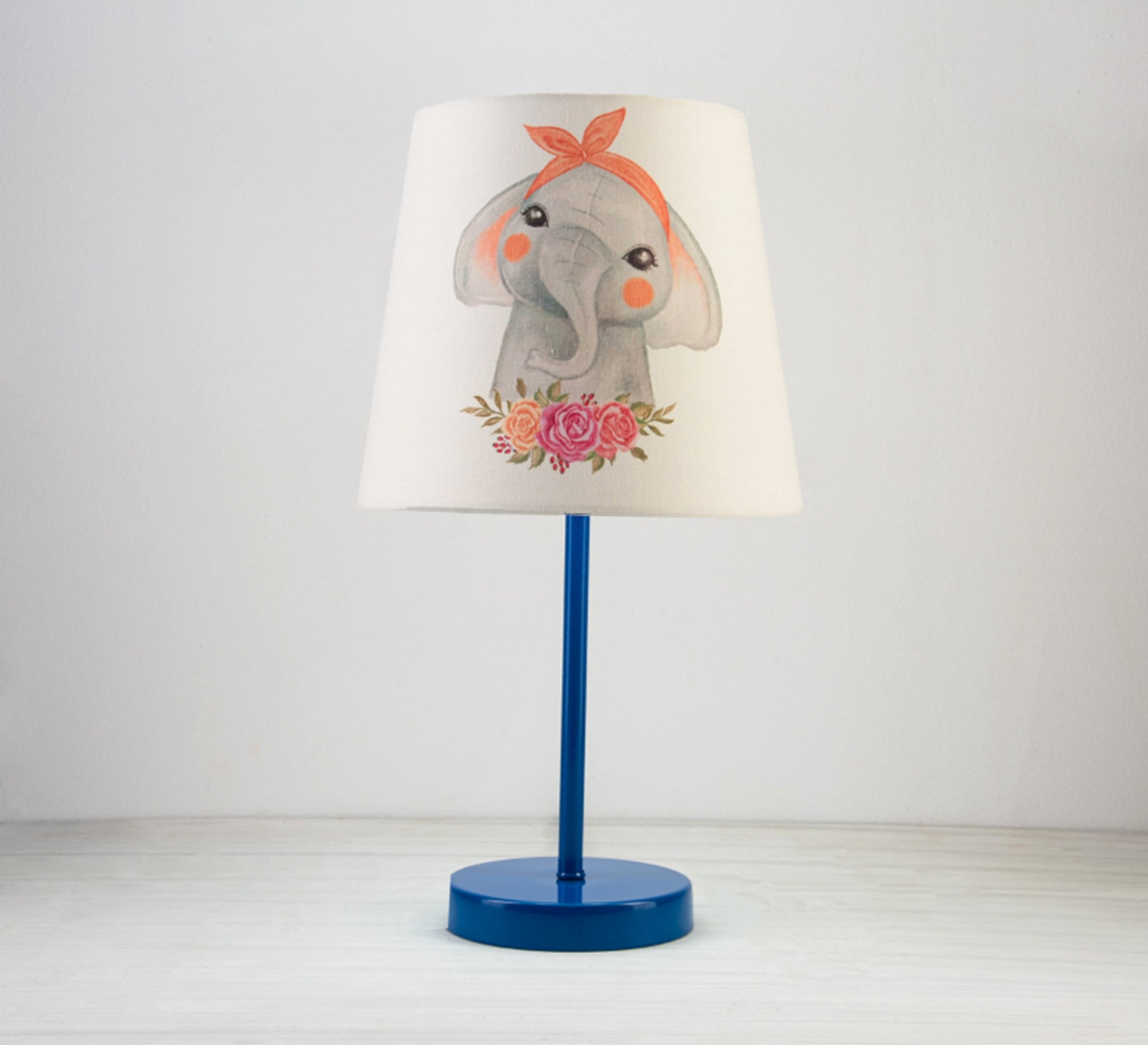 Cute Elephant Lamp, Flower Light for Your Baby's Room with Blue Base - Vitrine Furniture - Lighting