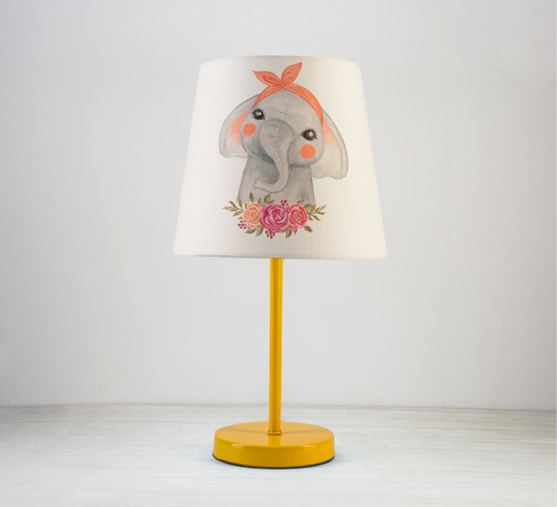 Cute Elephant Lamp, Flower Light for Your Baby's Room with Gold Base - Vitrine Furniture - Lighting
