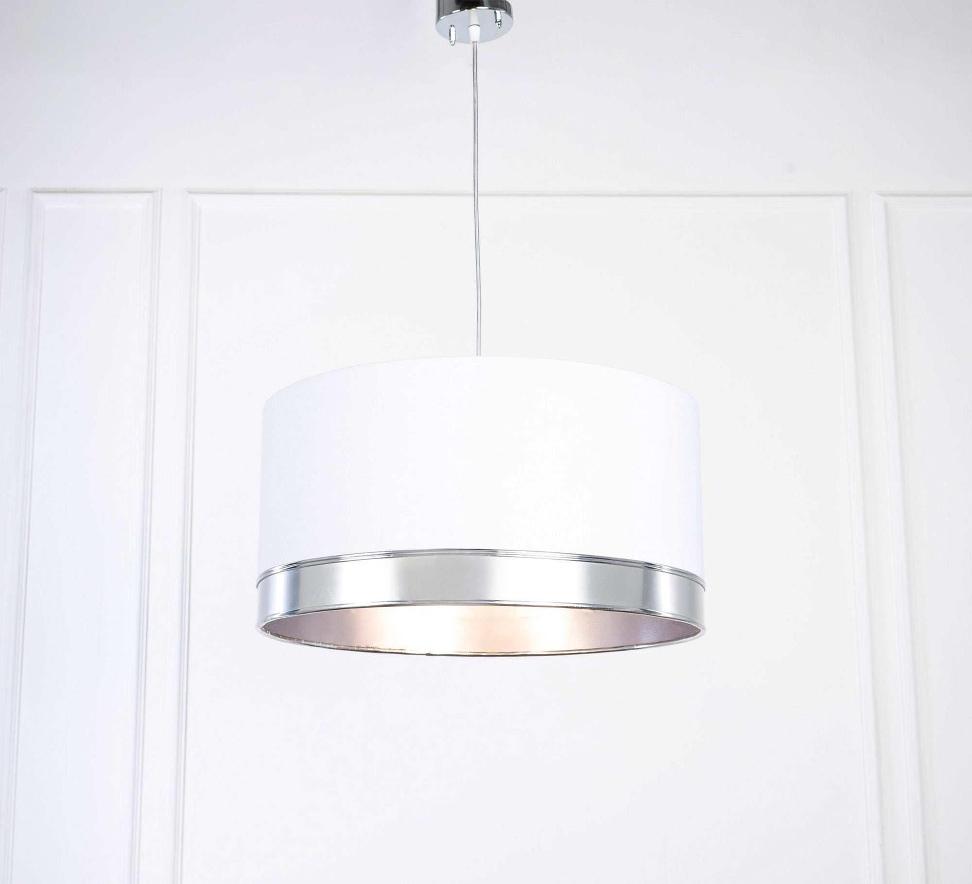 Cylinder chandelier with silver steel frame - Vitrine Furniture - Lighting