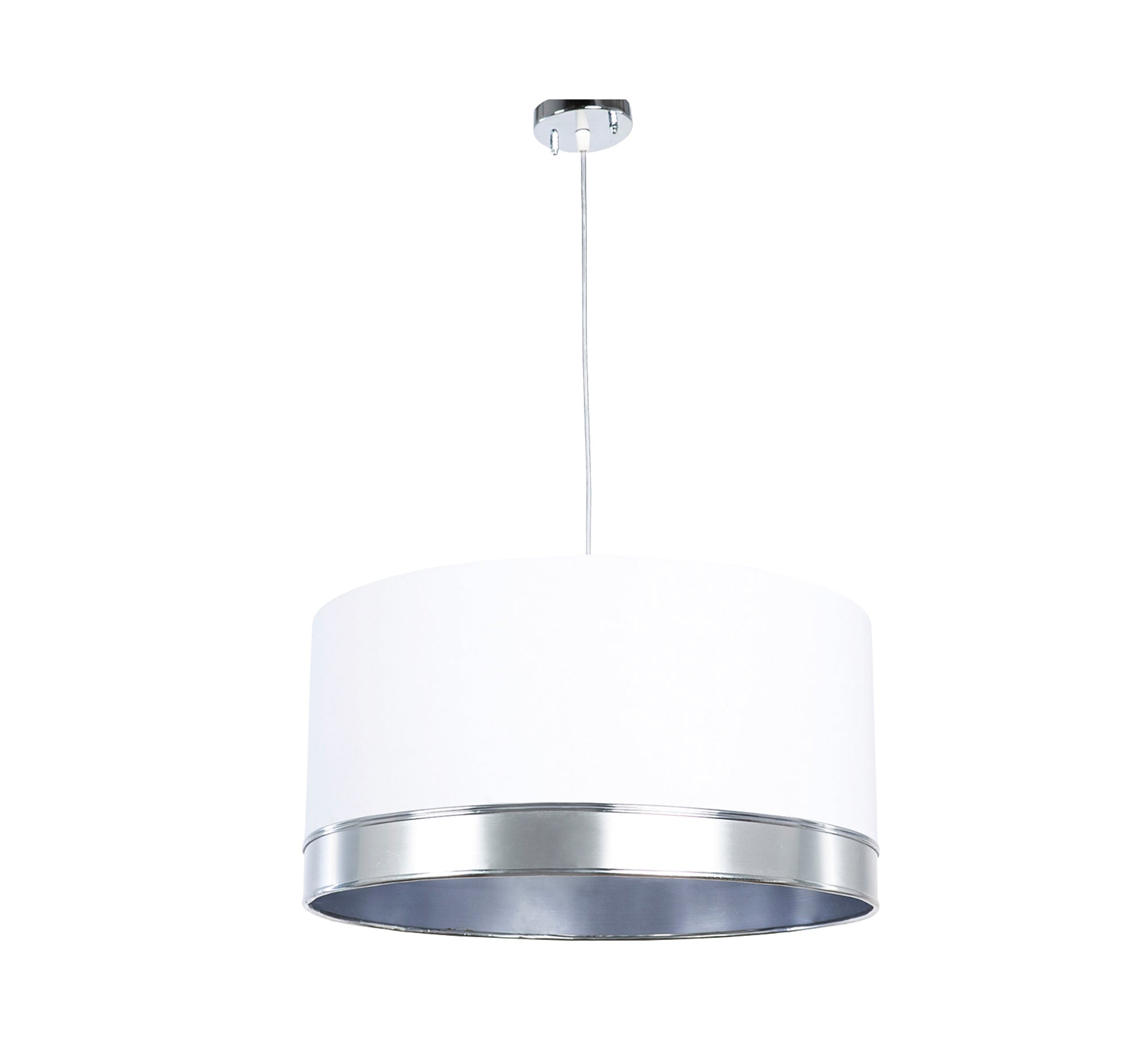 Cylinder chandelier with silver steel frame - Vitrine Furniture - Lighting