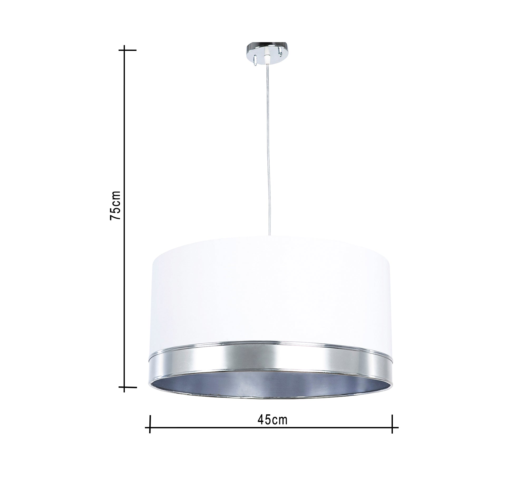 Cylinder chandelier with silver steel frame - Vitrine Furniture - Lighting