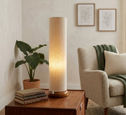 Cylindrical floor lamp with warm wooden base - Vitrine Furniture - Floor lamps