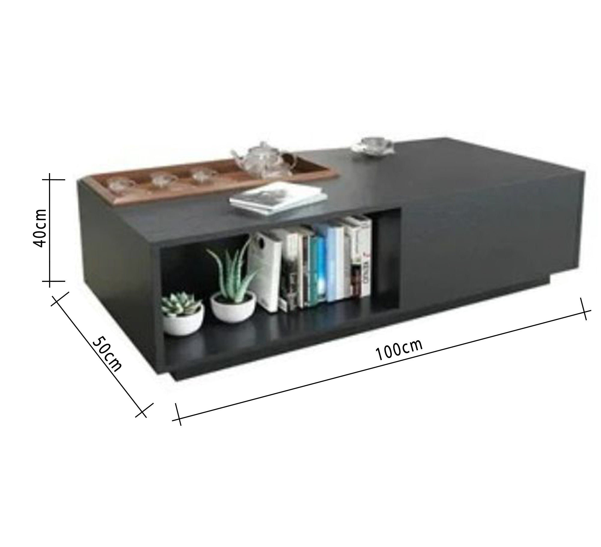 Dark black table set with a simple, integrated design - Vitrine Furniture - Furniture