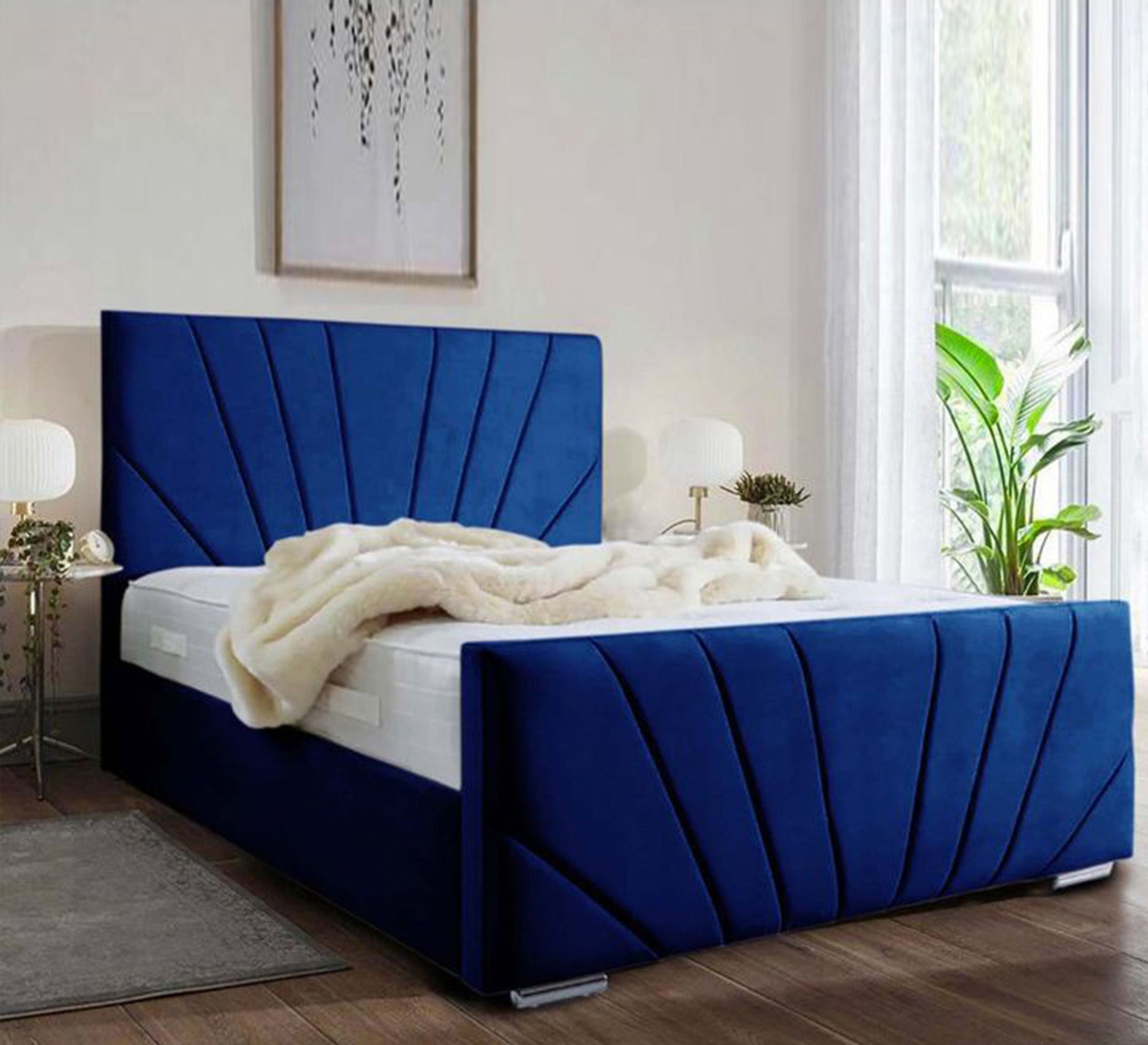 Dark blue bed with luxurious design - Vitrine Furniture - Furniture