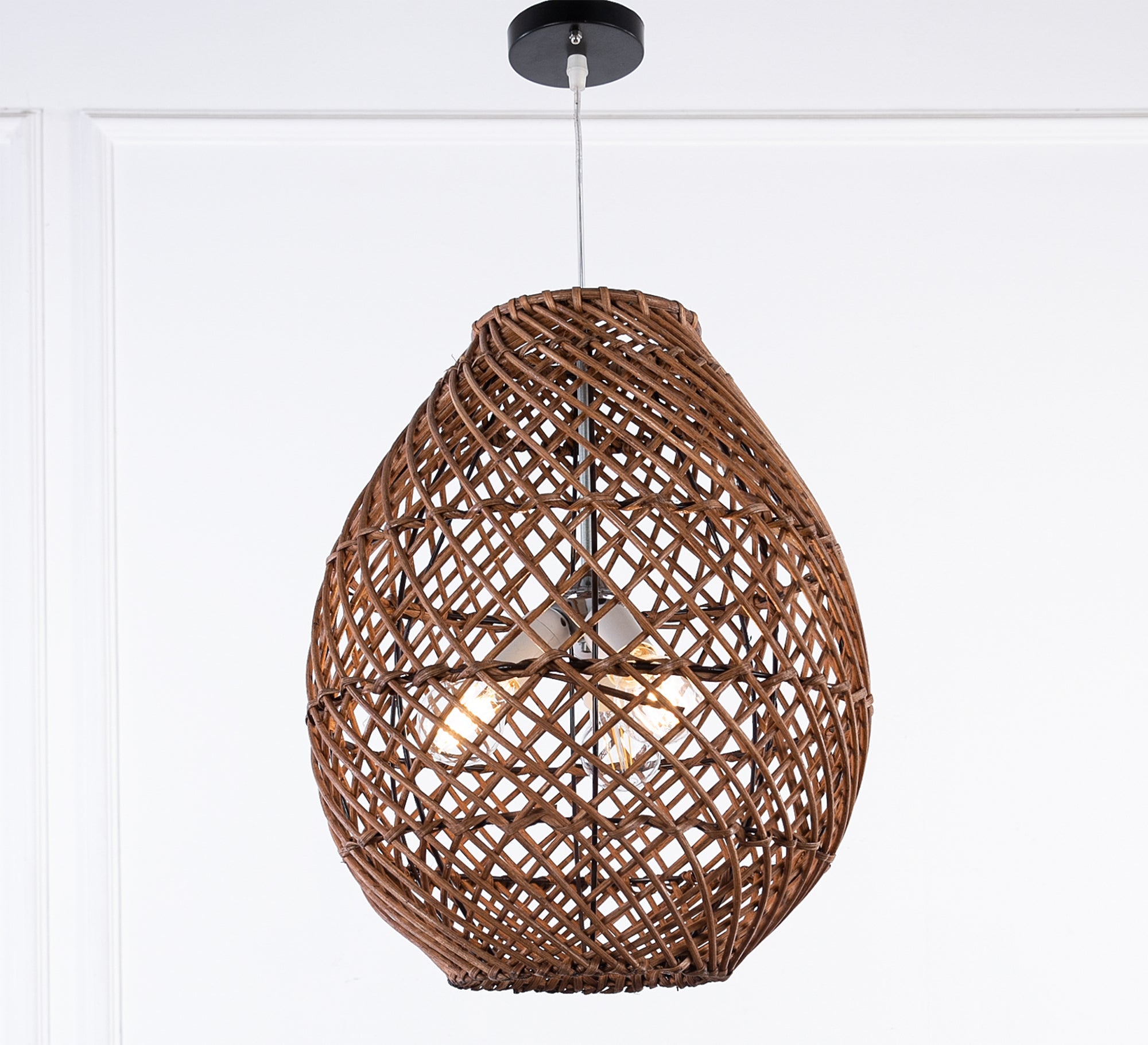 Dark brown bamboo ceiling chandelier - Vitrine Furniture - Lighting