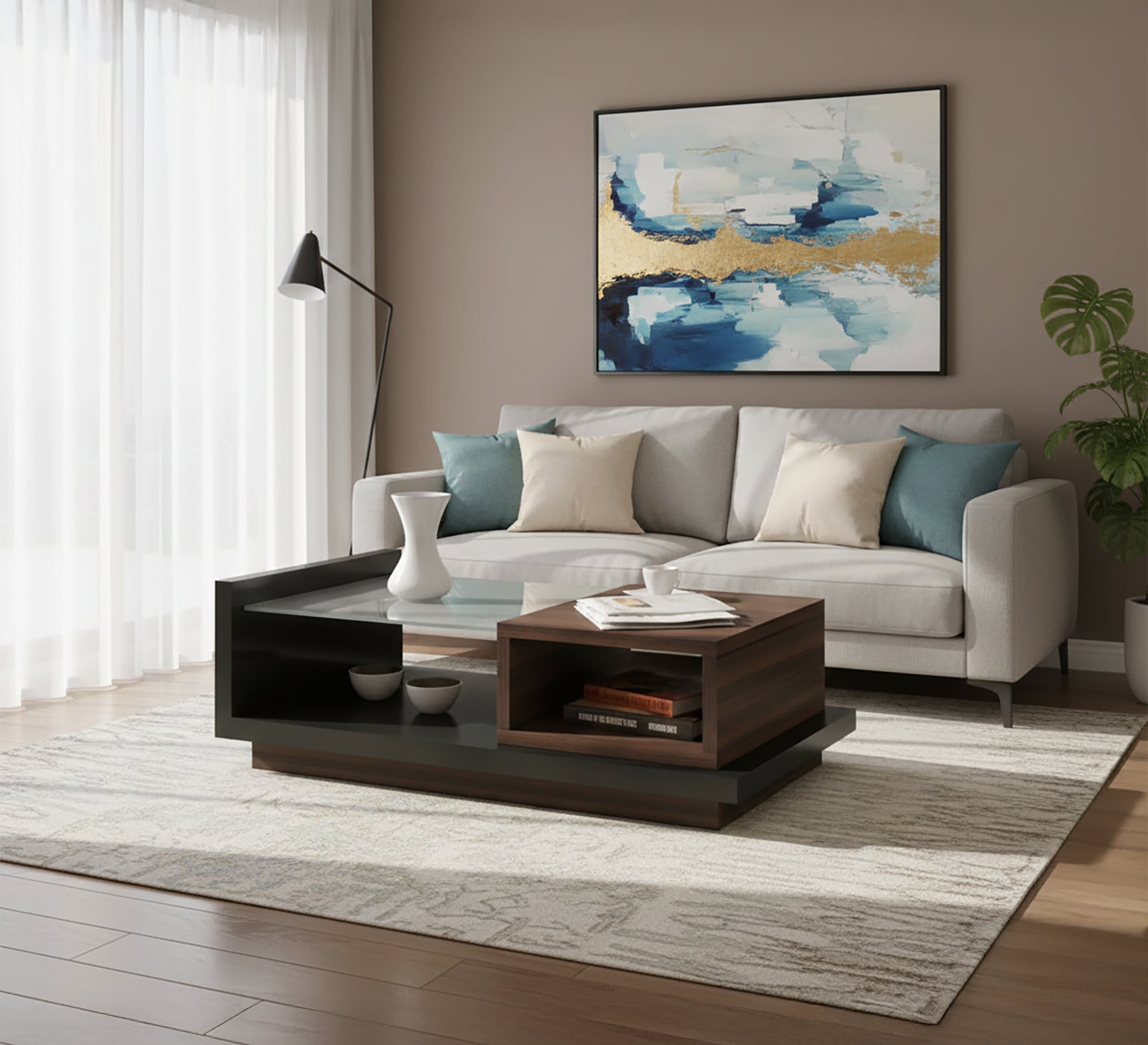 Dark Brown Living Room Coffee Table – Chic & Durable - Vitrine Furniture - Furniture