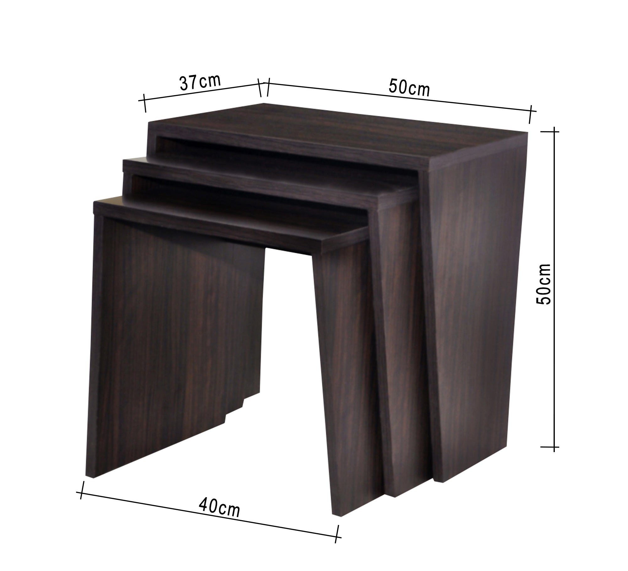 Dark Brown Nesting Table Set of 3 - Vitrine Furniture - Furniture