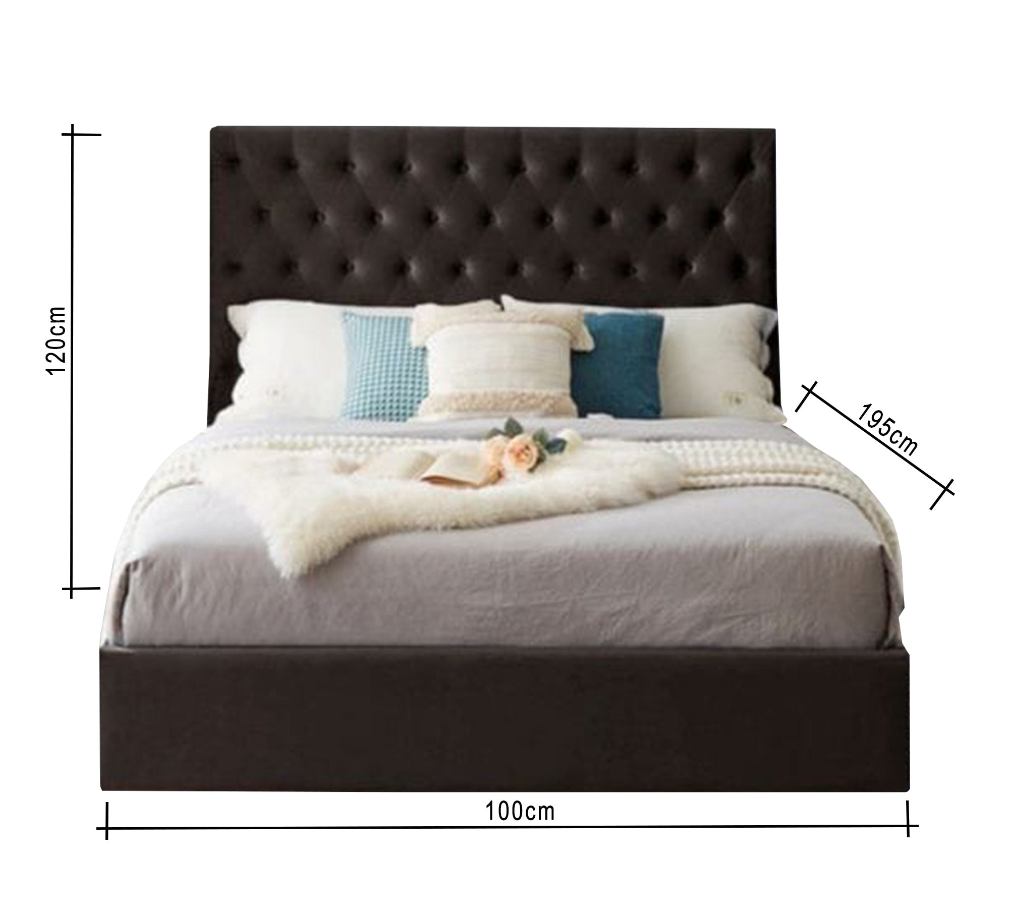 Dark brown upholstered bed - Vitrine Furniture - Furniture