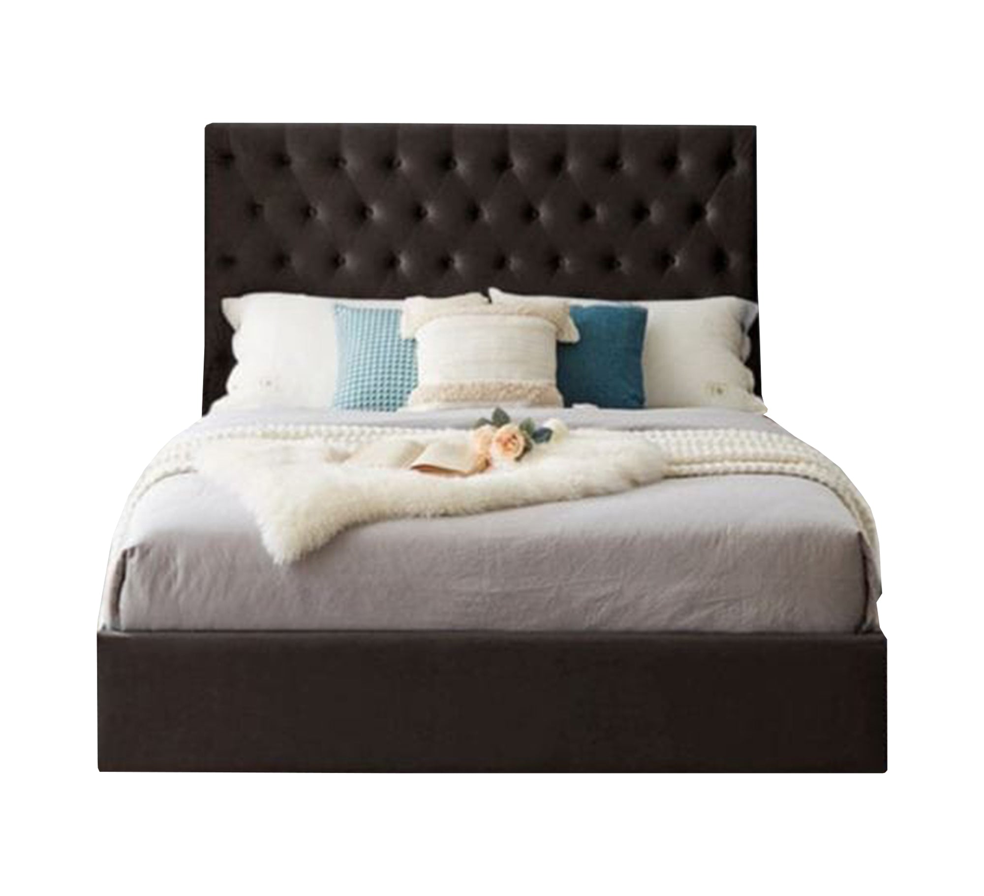 Dark brown upholstered bed - Vitrine Furniture - Furniture