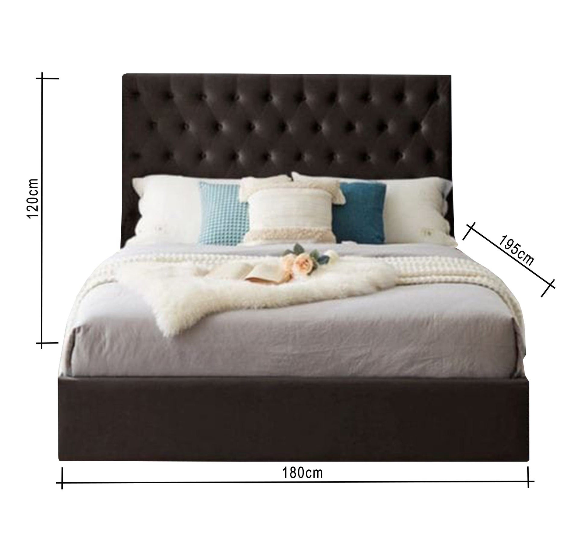 Dark brown upholstered bed - Vitrine Furniture - Furniture