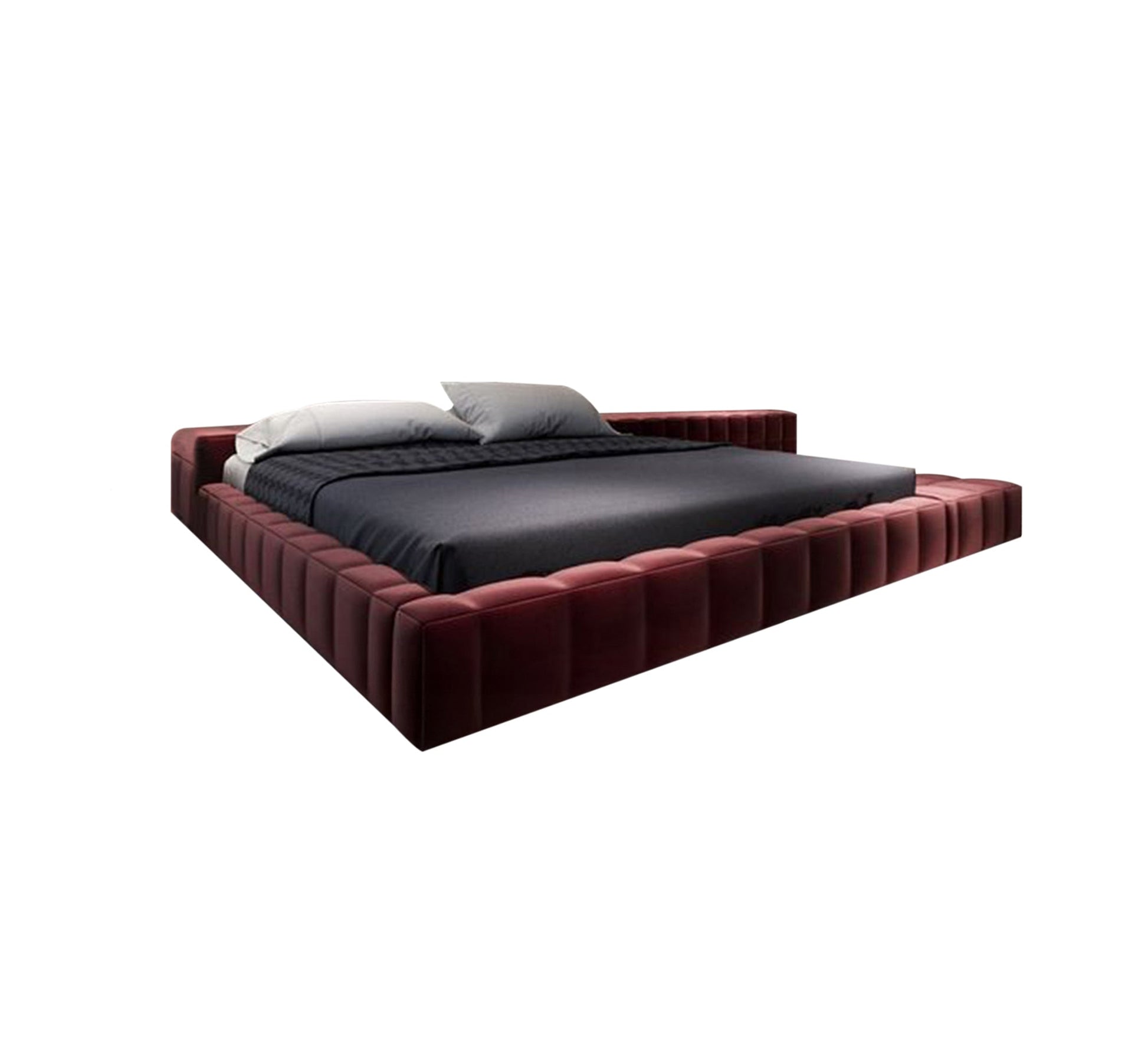 Dark burgundy upholstered platform bed - Vitrine Furniture - Furniture