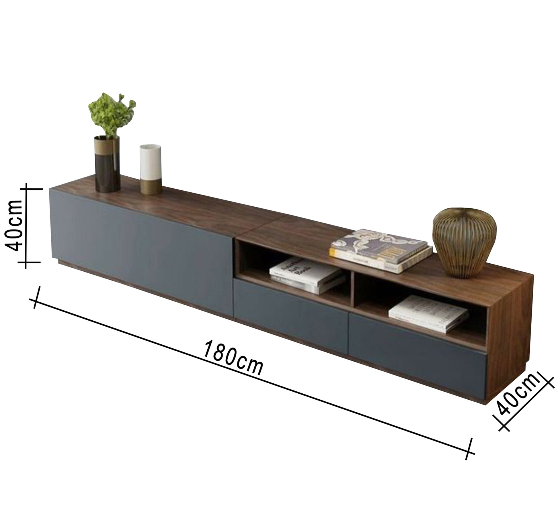 Dark gray and brown TV table - Vitrine Furniture - Furniture