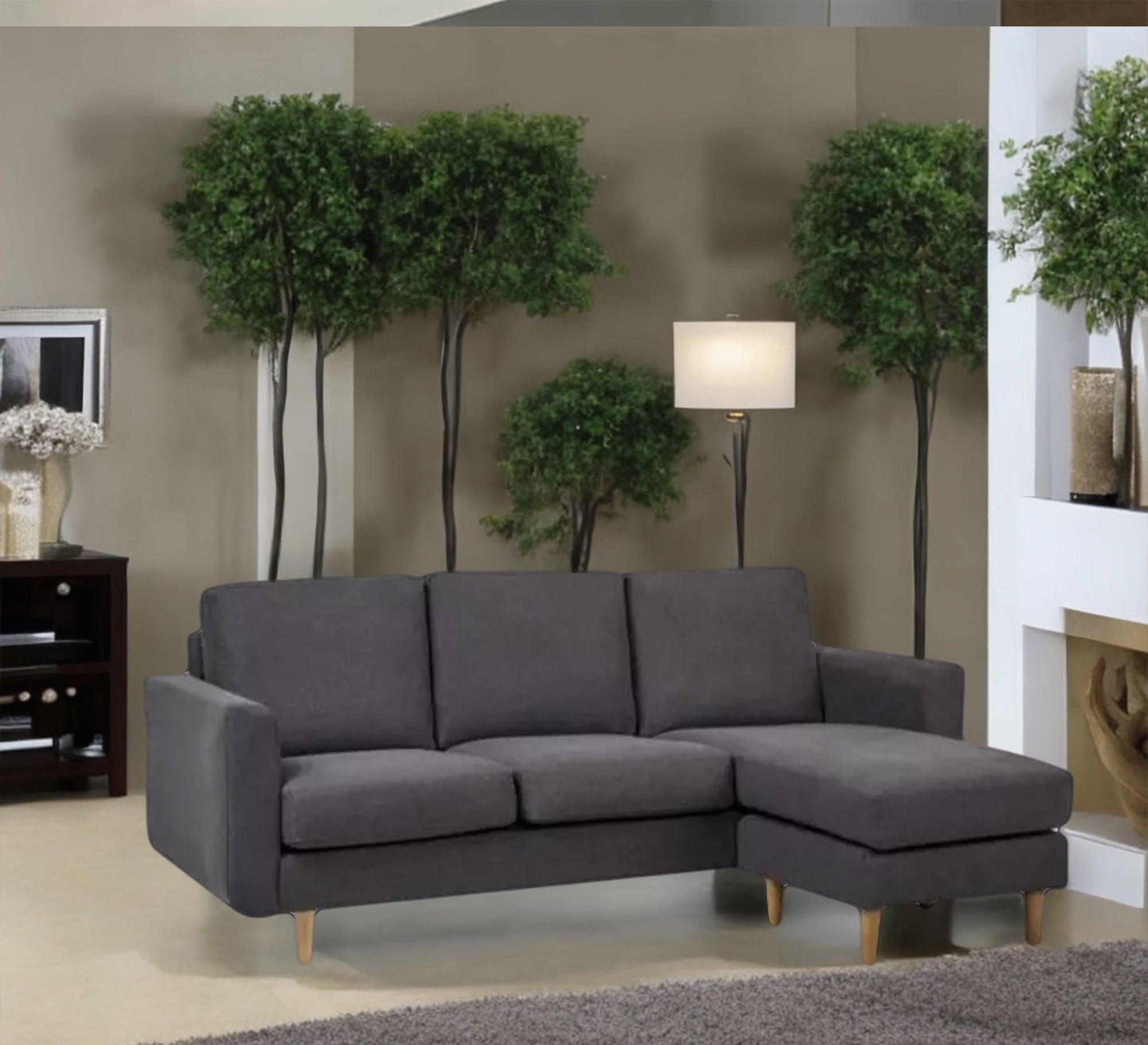 Dark gray corner L with high legs - Vitrine Furniture - L - shape sofa set