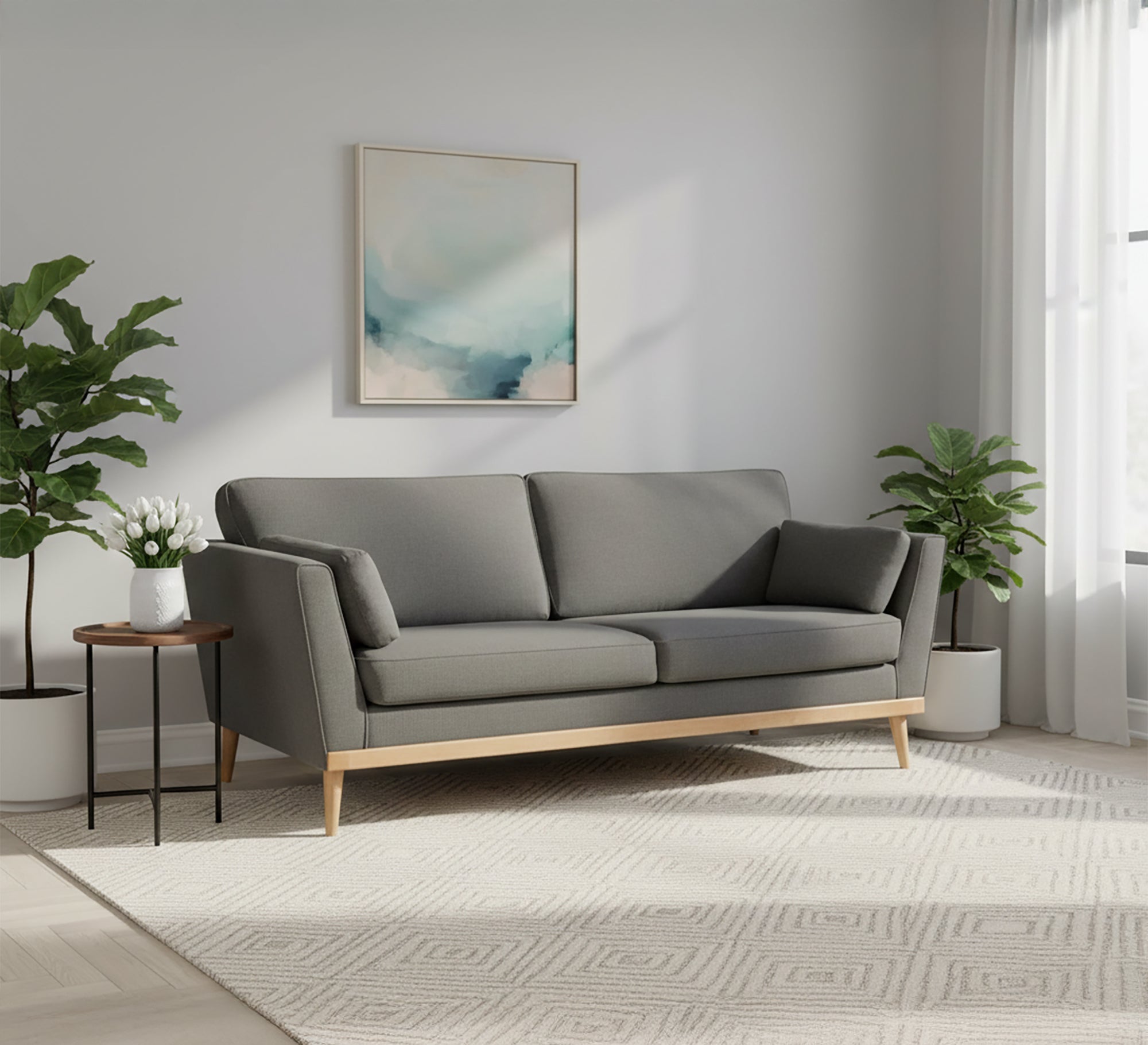 Dark gray high sofa on wooden legs - Vitrine Furniture - Living room Sofas