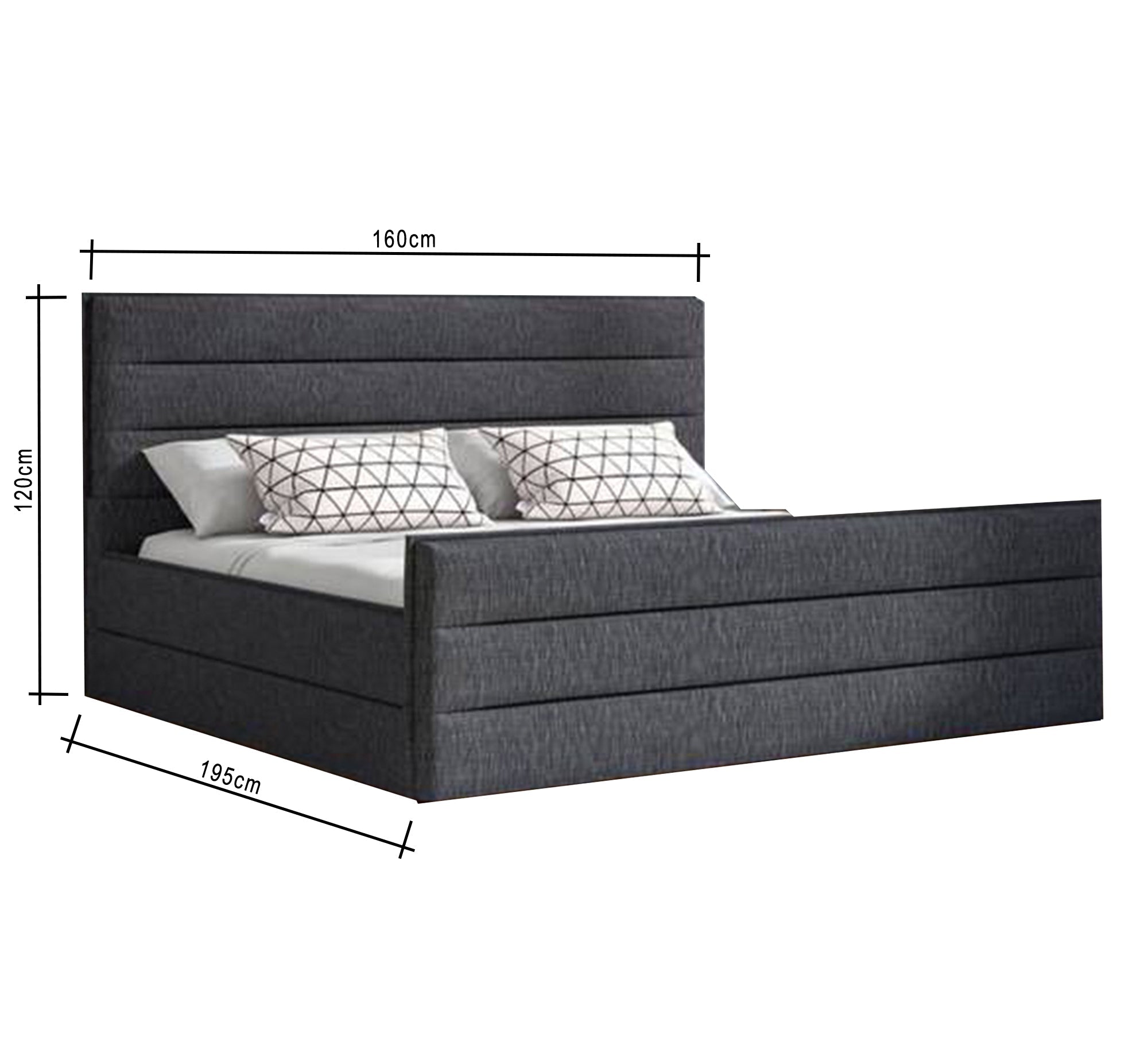 Dark gray horizontal striped bed - Vitrine Furniture - Furniture