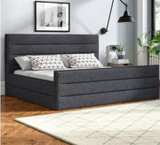 Dark gray horizontal striped bed - Vitrine Furniture - Furniture