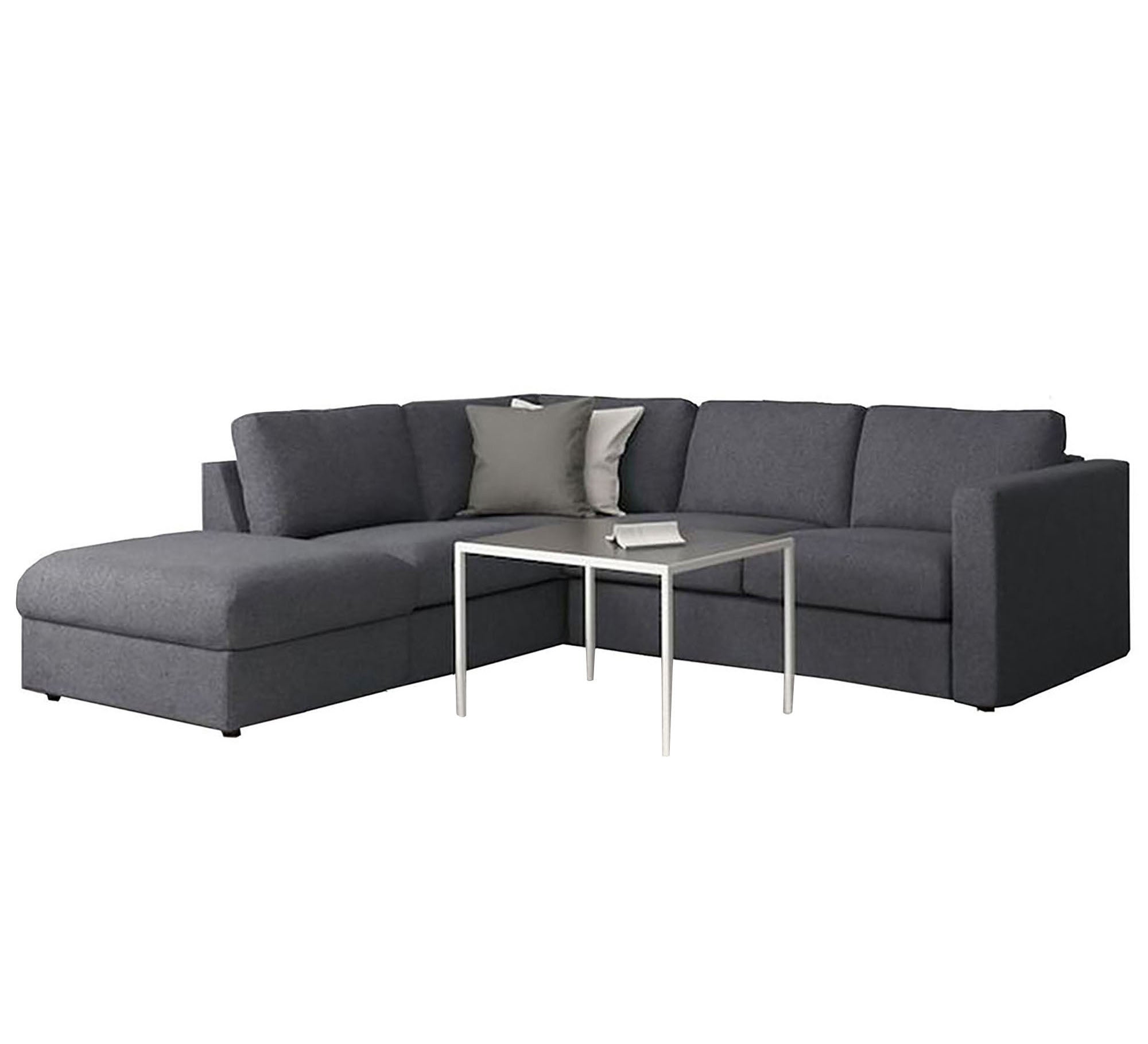 Dark gray L - shape corner with chaise longue - Vitrine Furniture - L - shape sofa set