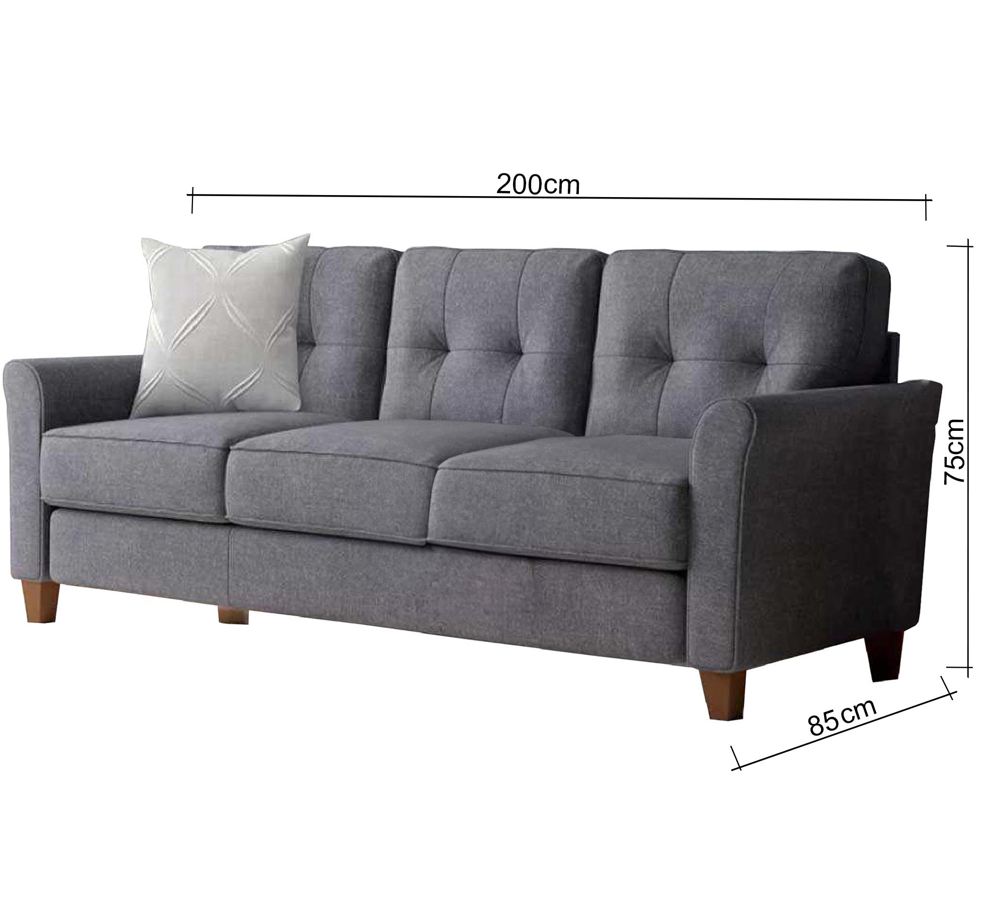 Dark gray triple sofa - Vitrine Furniture - Furniture