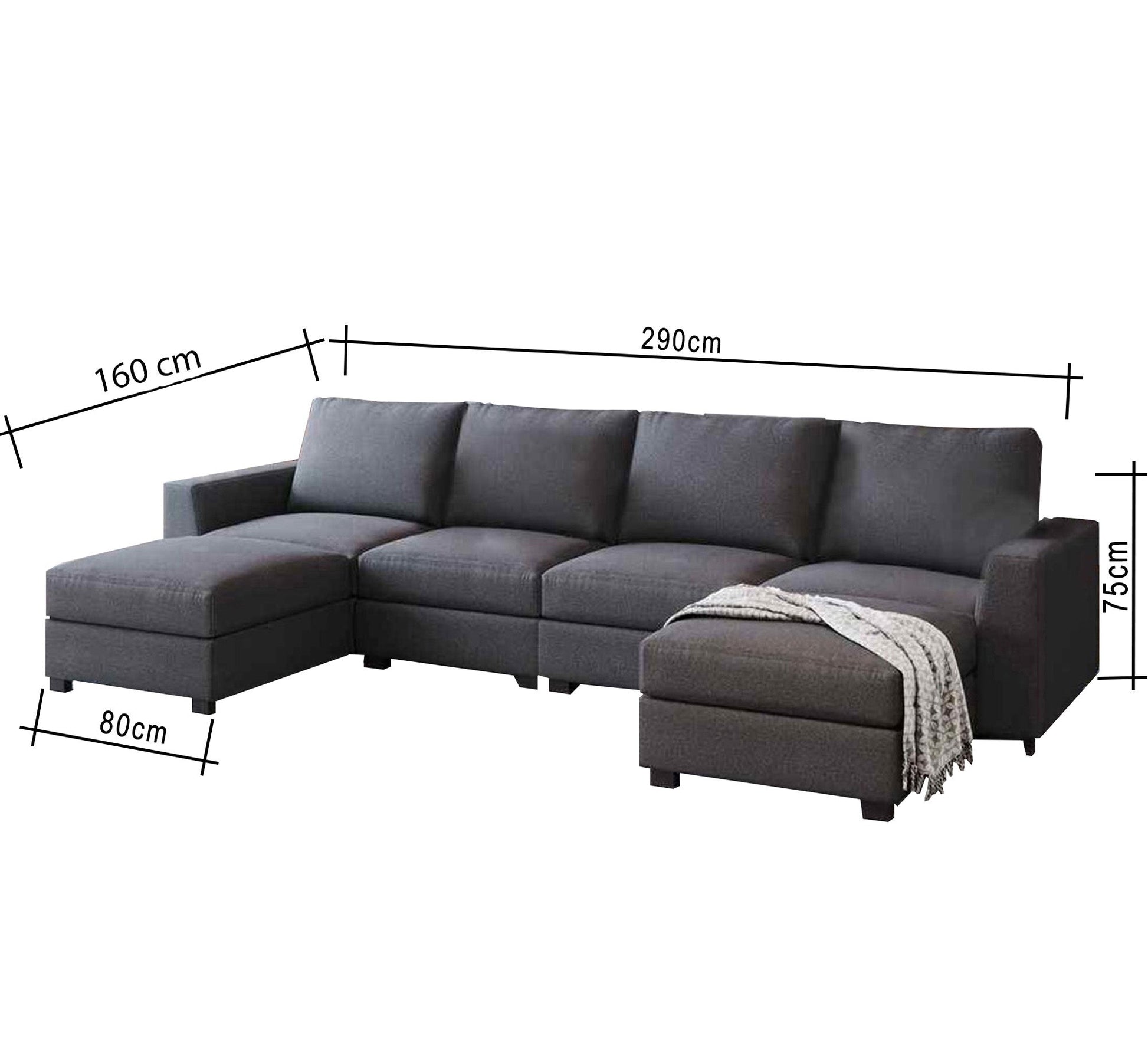Dark gray U shape sofa - Vitrine Furniture - L - shape sofa set