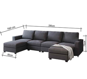Dark gray U shape sofa - Vitrine Furniture - L - shape sofa set