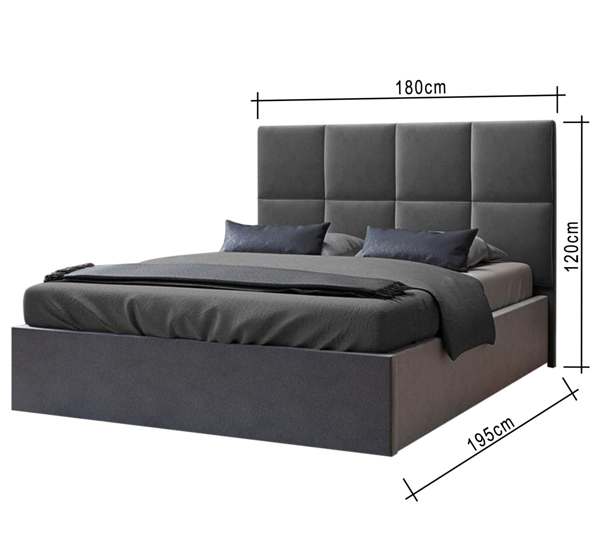 Dark gray velvet bed - Vitrine Furniture - Furniture