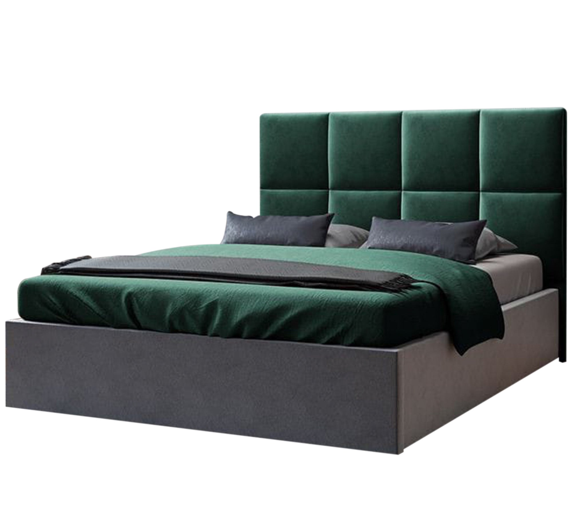 Dark green bed with square back - Vitrine Furniture - Furniture