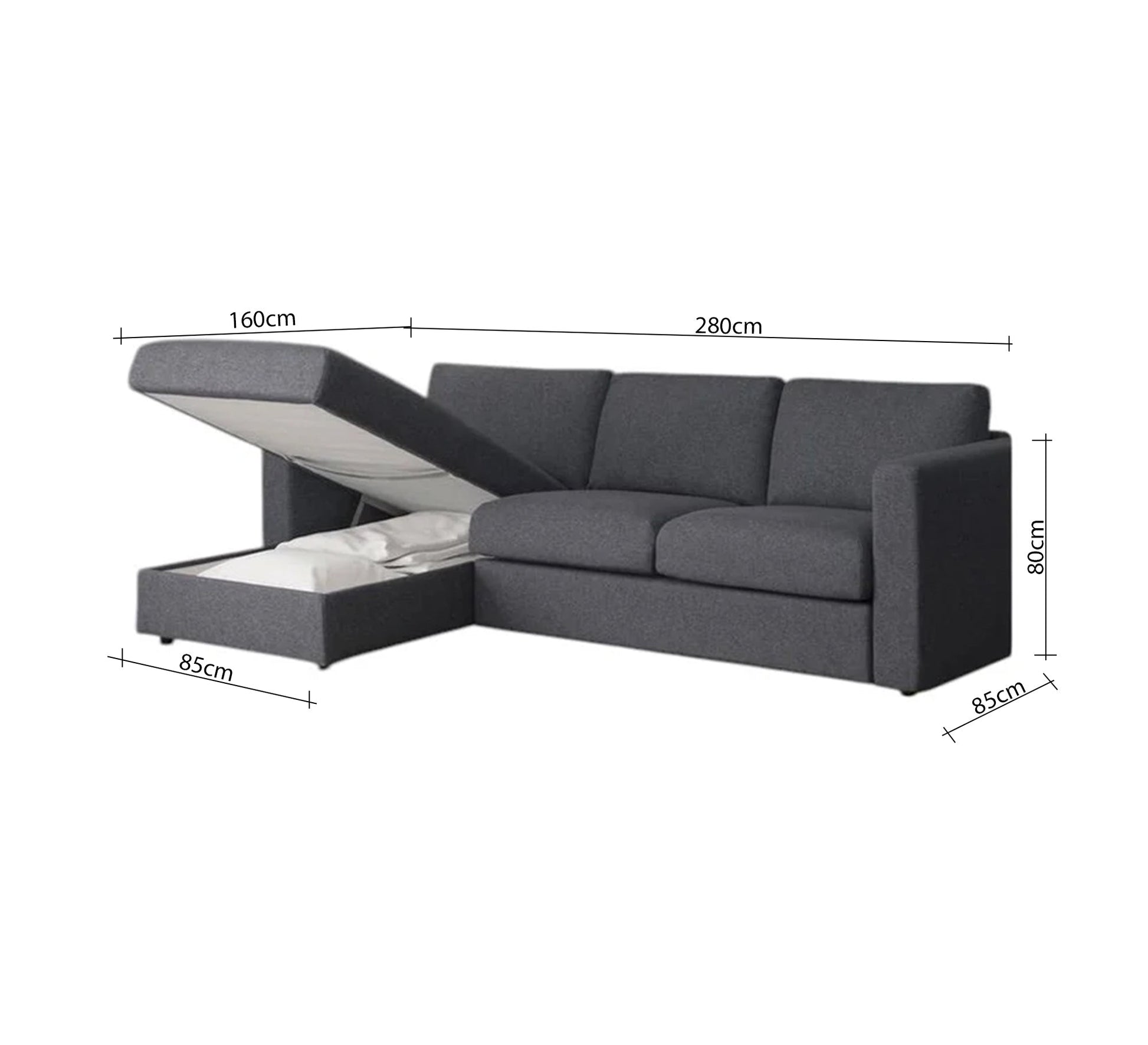Dark grey corner sofa with storage space - Vitrine Furniture - Furniture