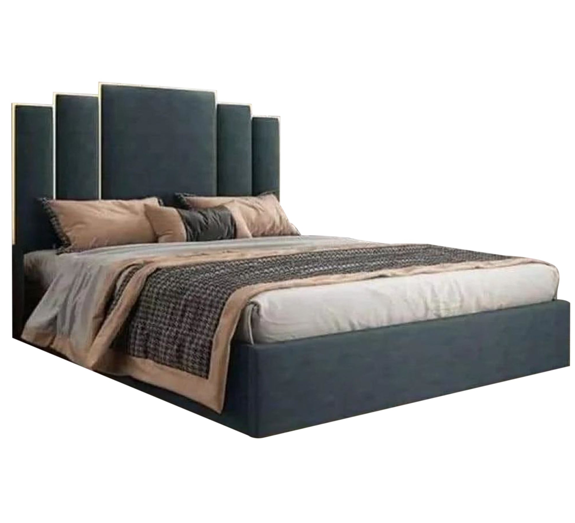 Dark grey king bed - Vitrine Furniture - Furniture