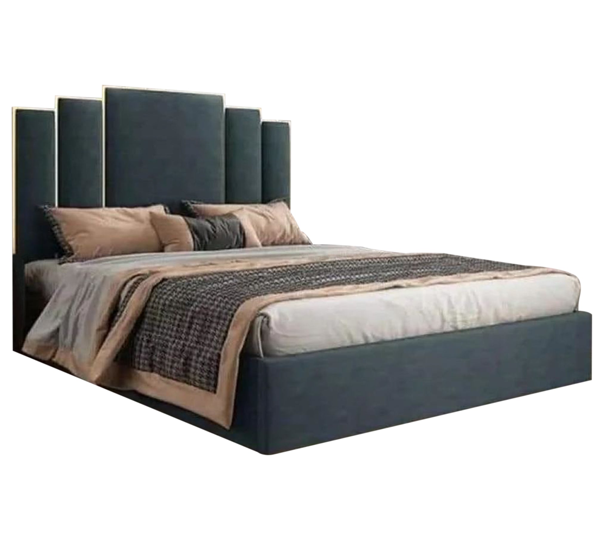 Dark grey king bed - Vitrine Furniture - Furniture