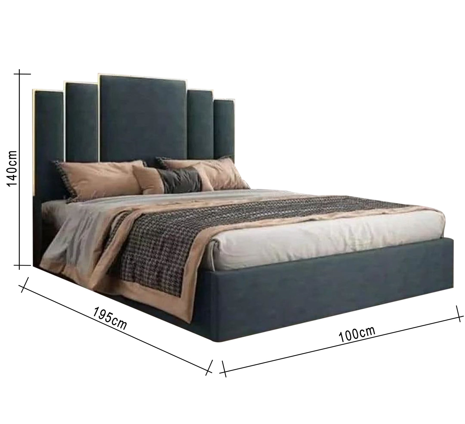 Dark grey king bed - Vitrine Furniture - Furniture