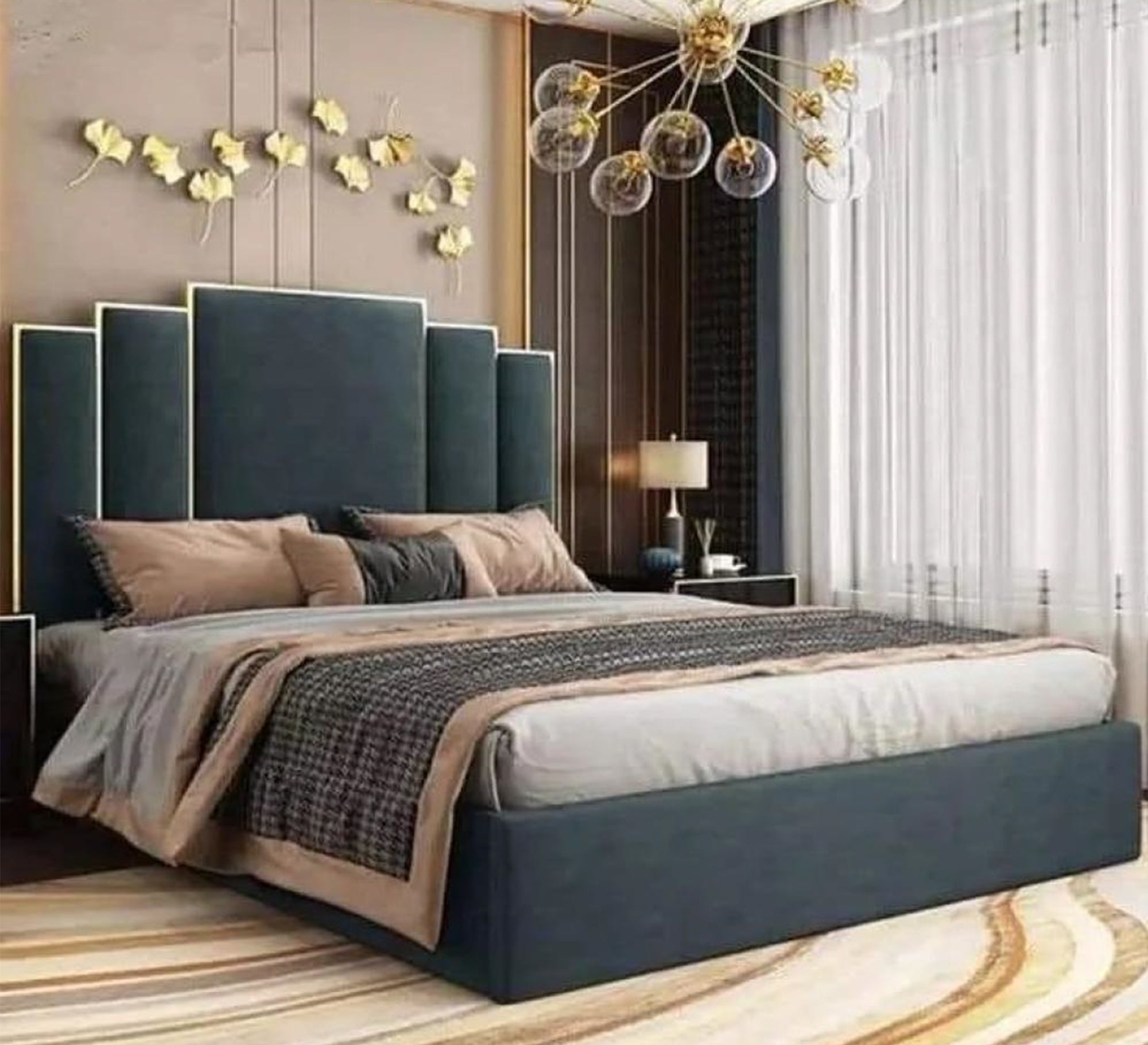 Dark grey king bed - Vitrine Furniture - Furniture