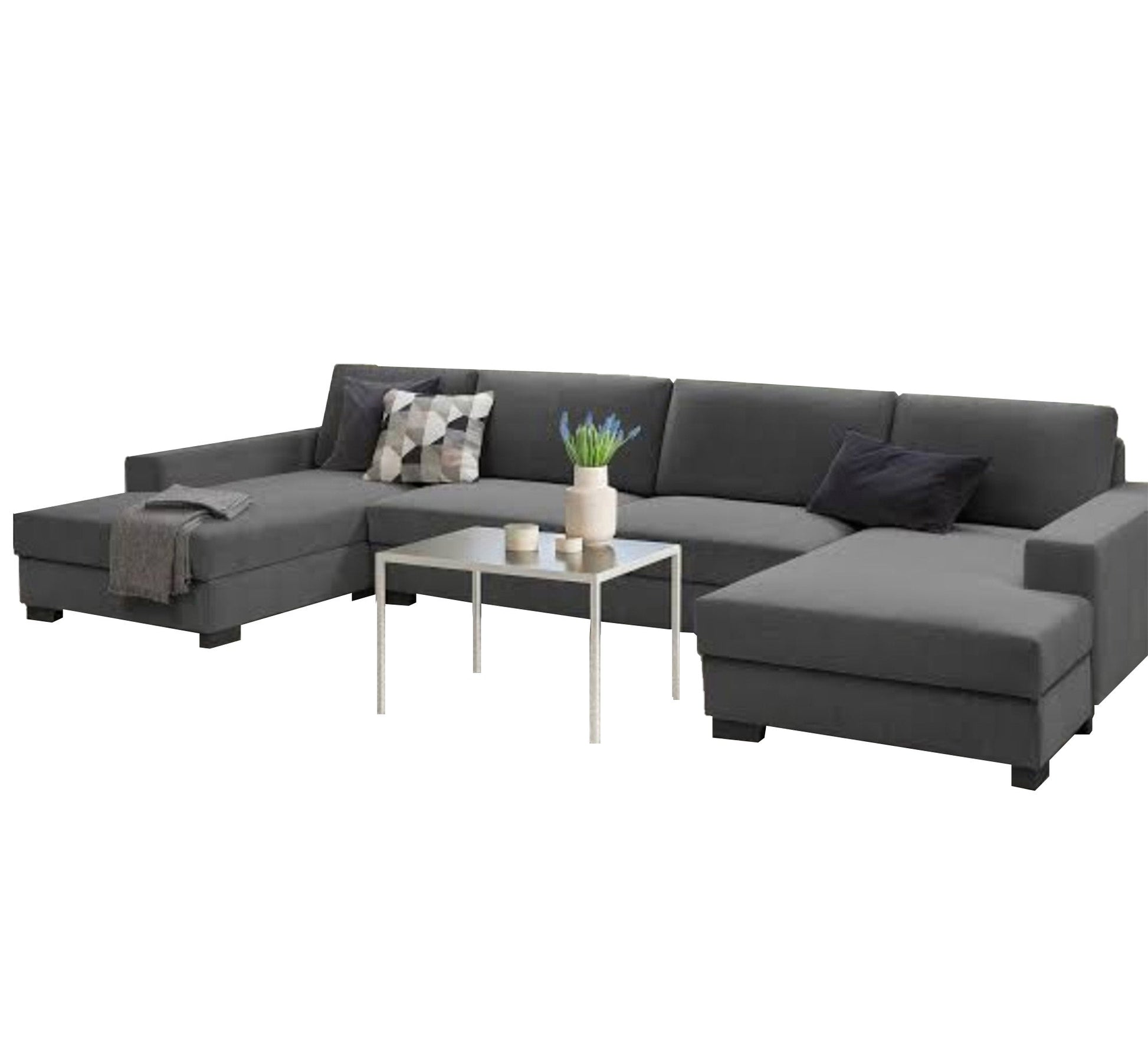 Dark grey living corner in U shape - Vitrine Furniture - L - shape sofa set