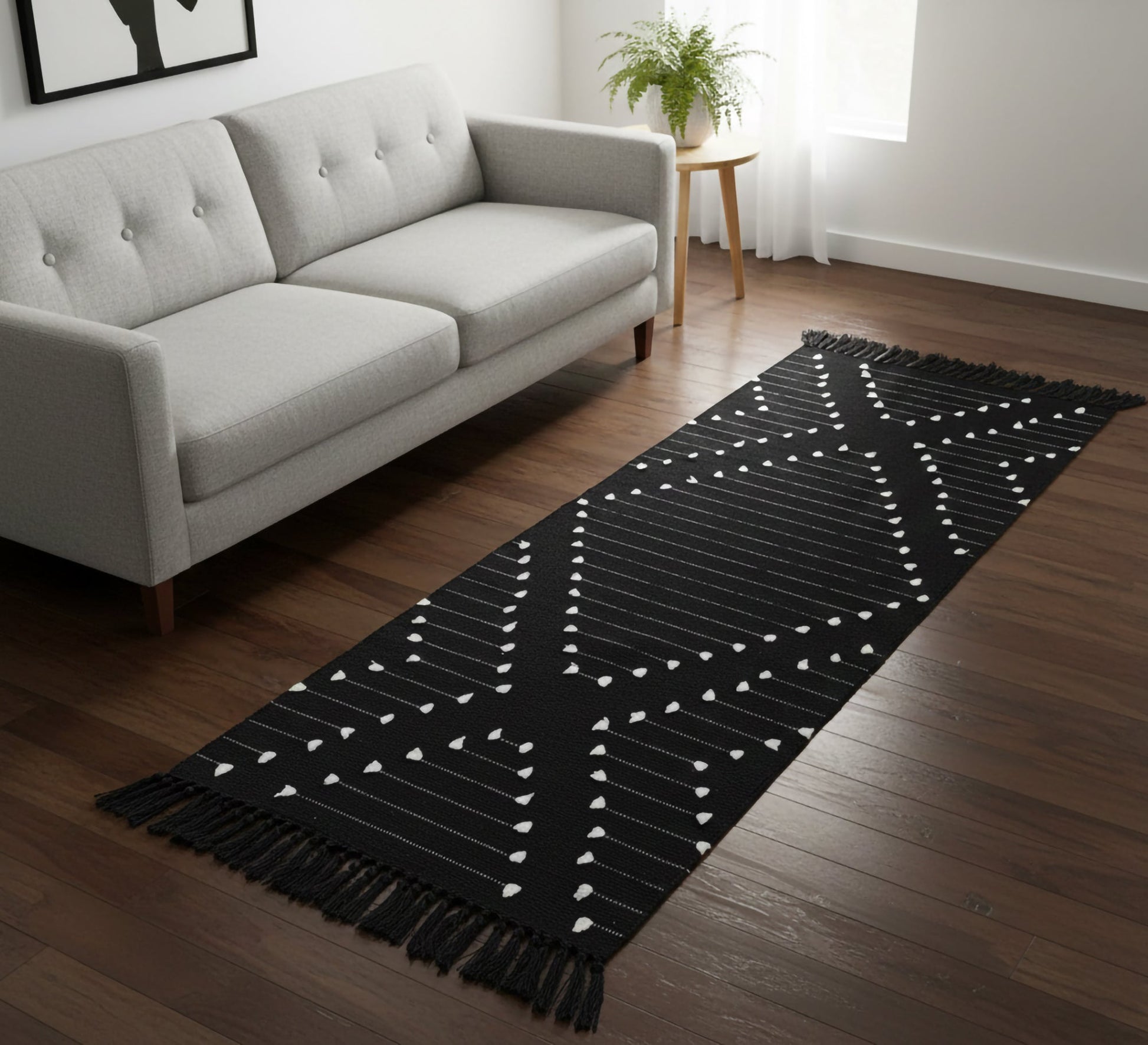 Dark pile rug with dots and cross lines - Vitrine Furniture - Accessories