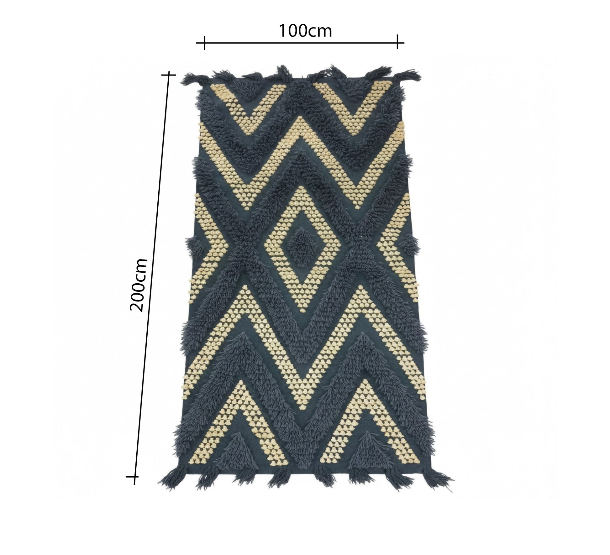 Dark rug with beige herringbone pattern and furry stripes - Vitrine Furniture - Accessories