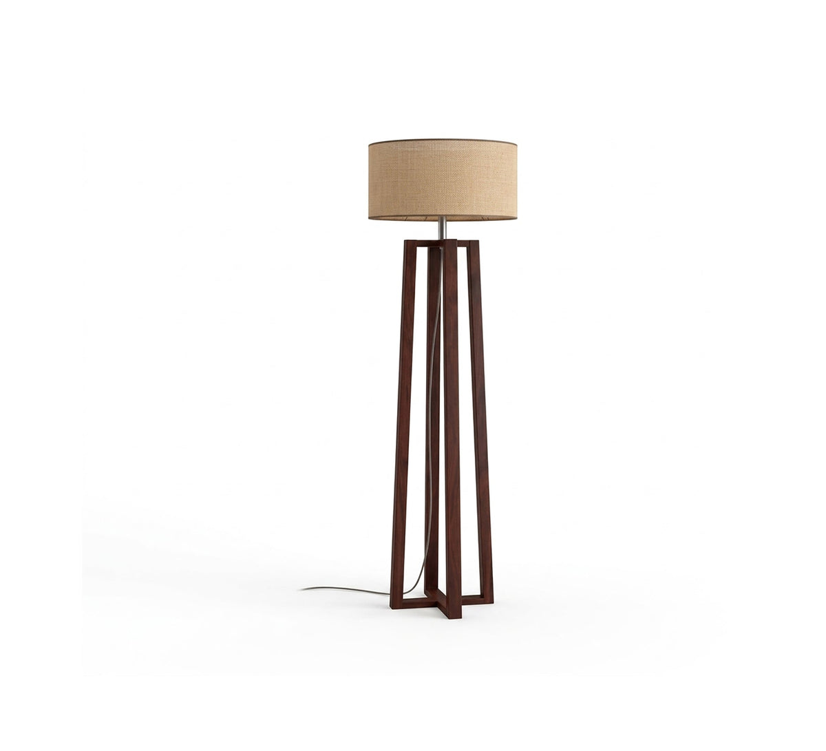 Dark Wood Geometric Base Floor Lamp - Vitrine Furniture - Floor lamps