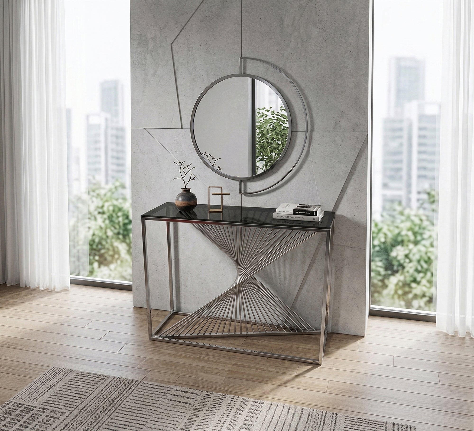 Decorative console and circular mirror - Vitrine Furniture - Console