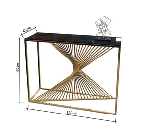 Decorative console and golden circular mirror - Vitrine Furniture - Furniture