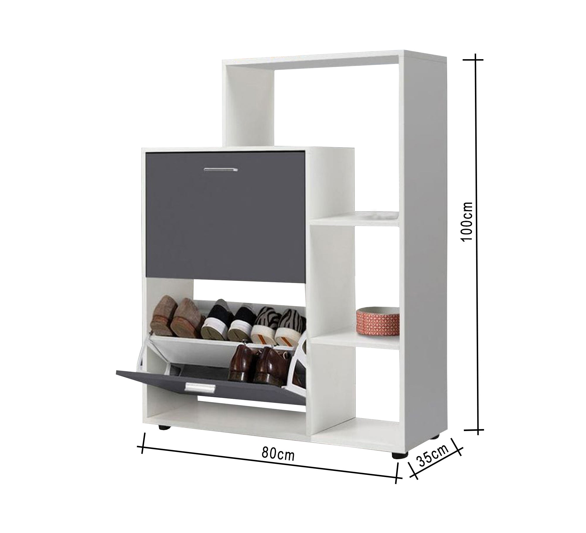 Decorative shelves and shoe rack with fan doors - Vitrine Furniture - Furniture