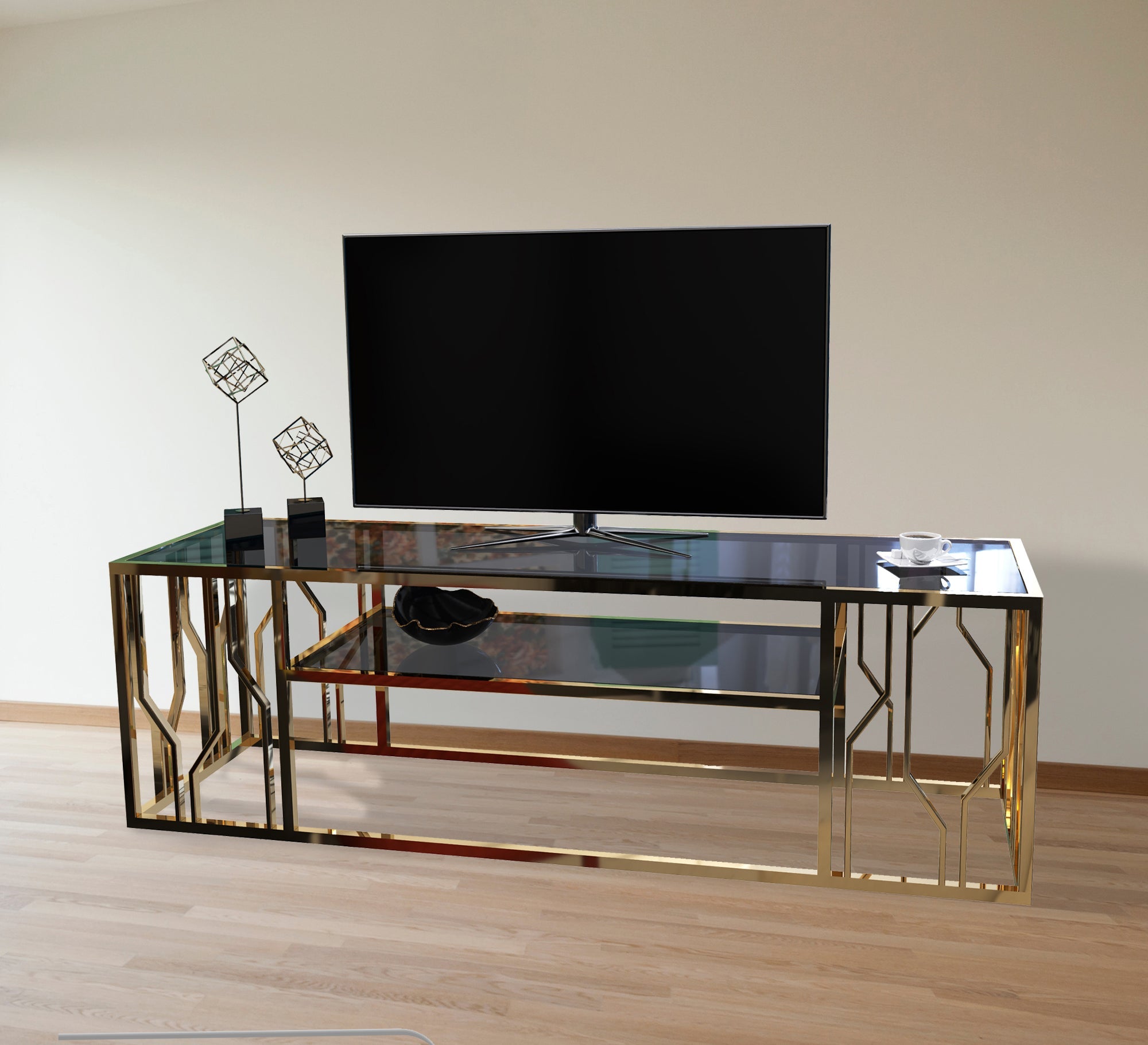 Decorative stainless steel TV stand - Vitrine Furniture - Furniture