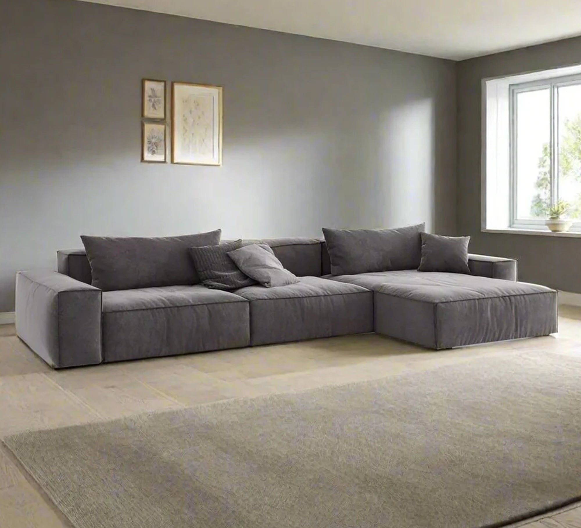 Deep and luxurious corner sofa in gray - Vitrine Furniture - Furniture